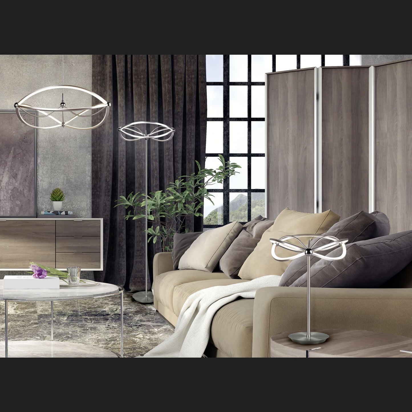 Charivari - Floor lamp - Nickel Matt - Trio