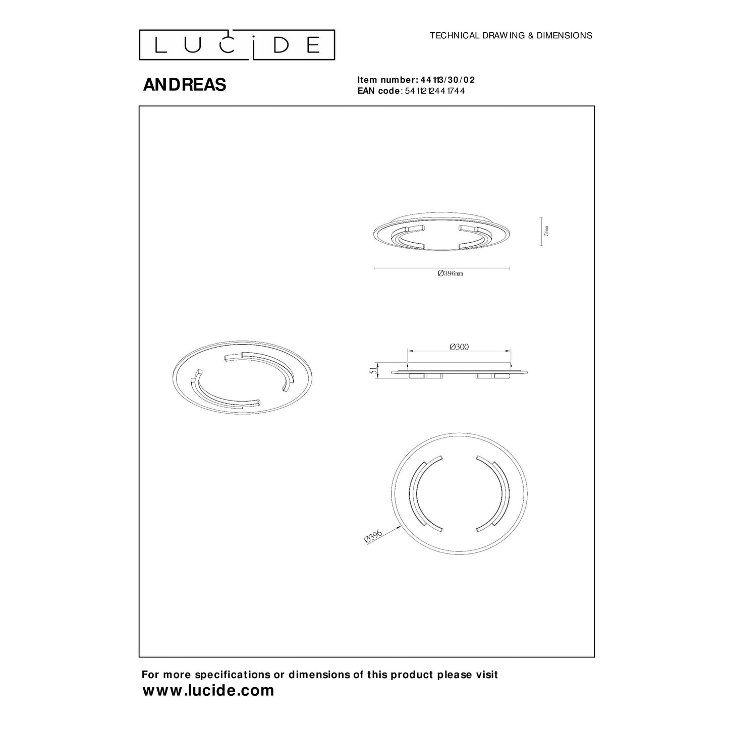 Lucide ANDREAS - Flush ceiling light - Ø 39,6 cm - LED - 1x30W 2700K - Matt Gold / Brass
