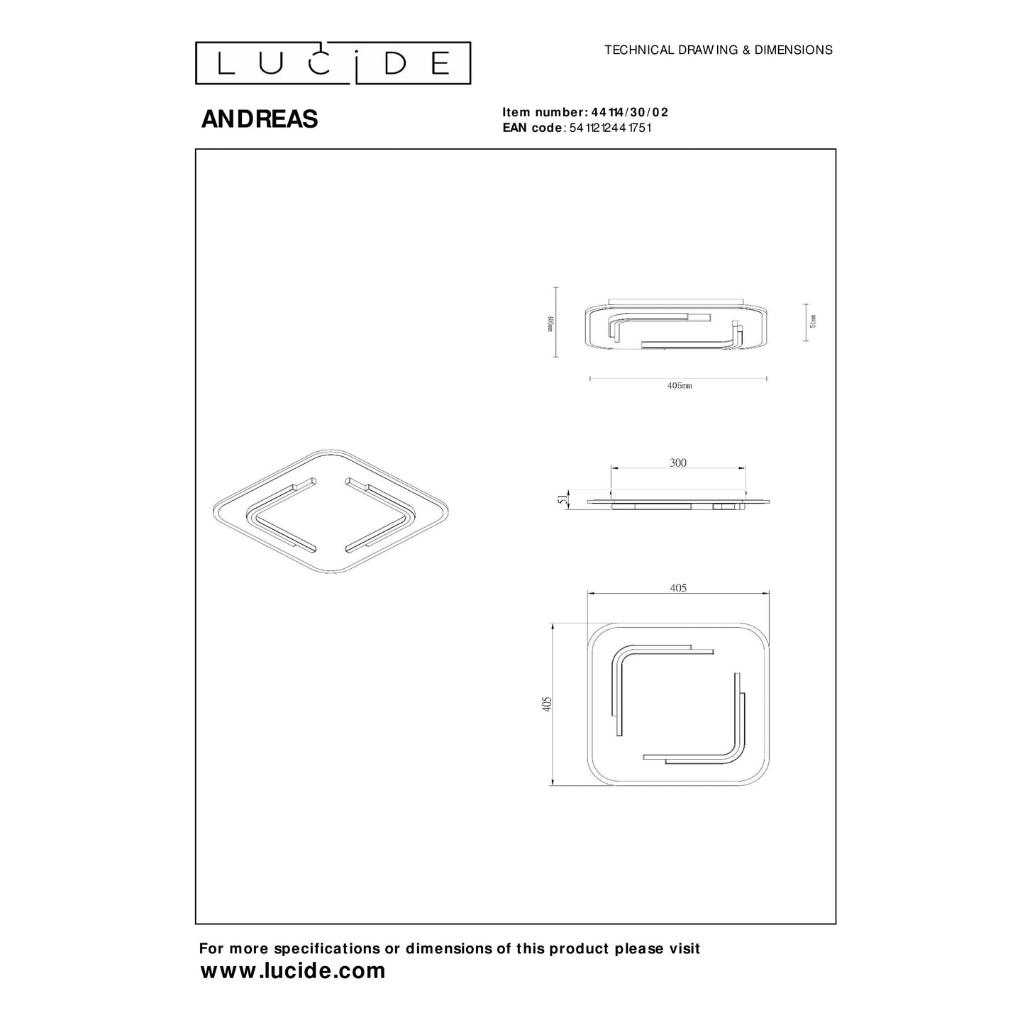Lucide ANDREAS - Flush ceiling light - LED - 1x30W 2700K - Matt Gold / Brass