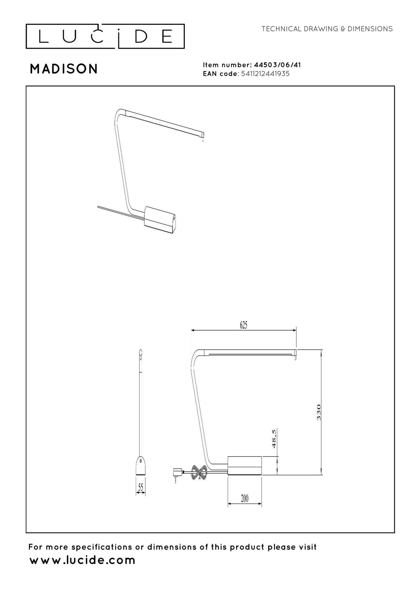 Lucide MADISON - Desk lamp - LED Dim. - 1x6,5W 2700K - Taupe