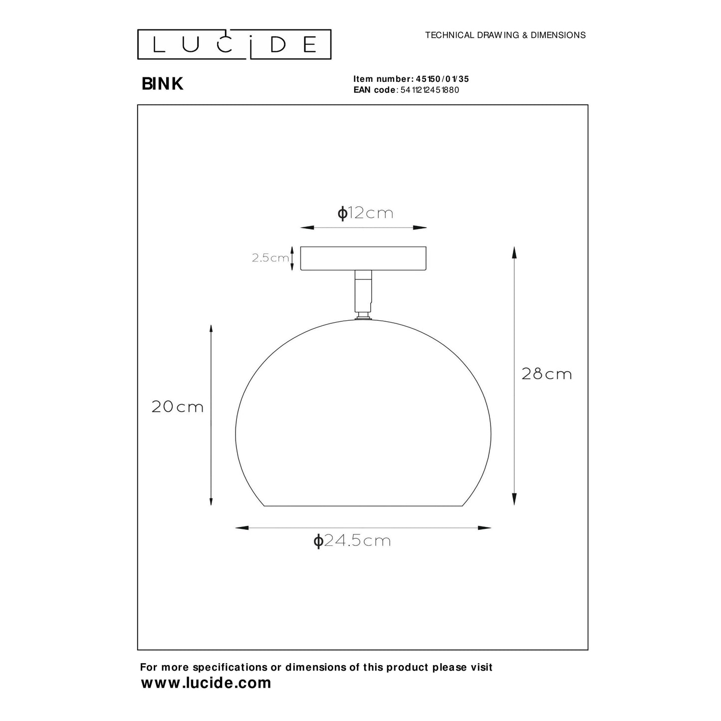 Lucide BINK - Flush ceiling light - Ø 24,5 cm - 1xE27 - Blue