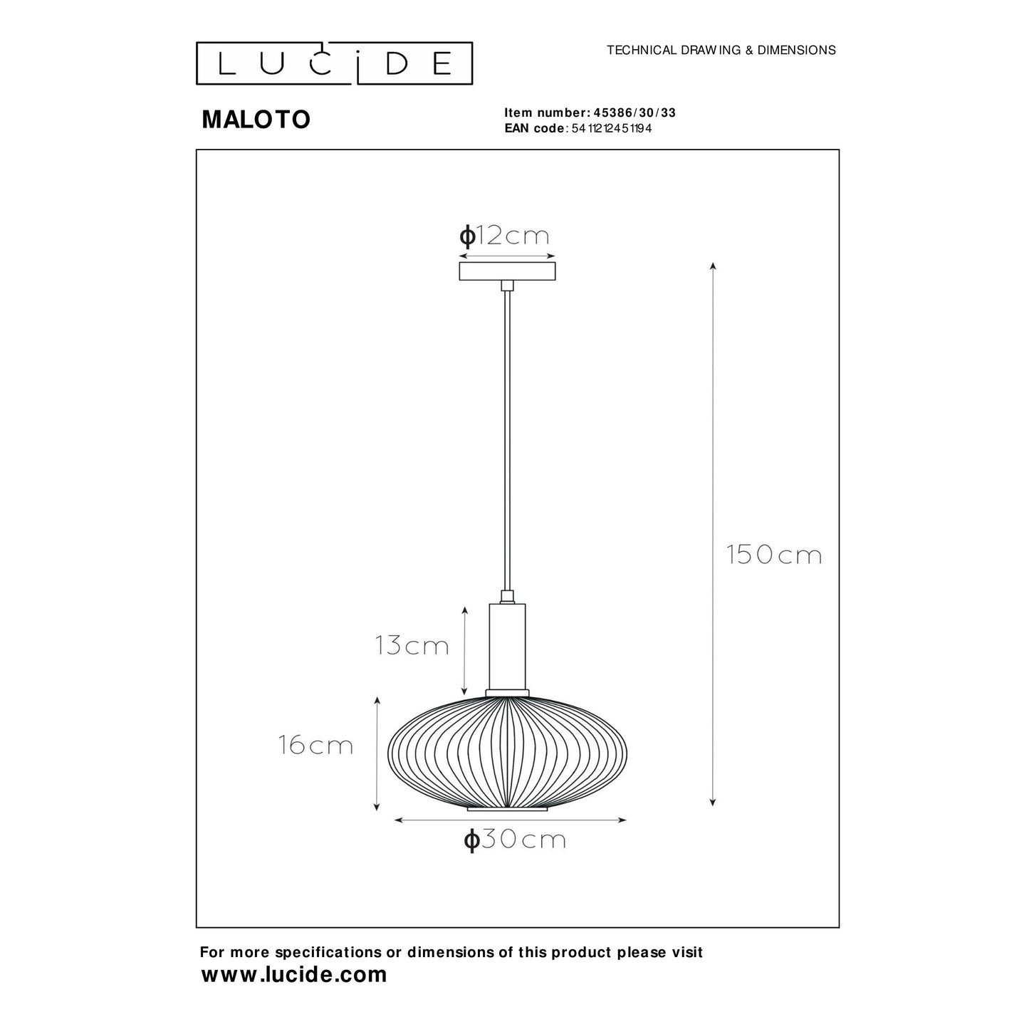 Lucide MALOTO - Pendant light - Ø 30 cm - 1xE27 - Green