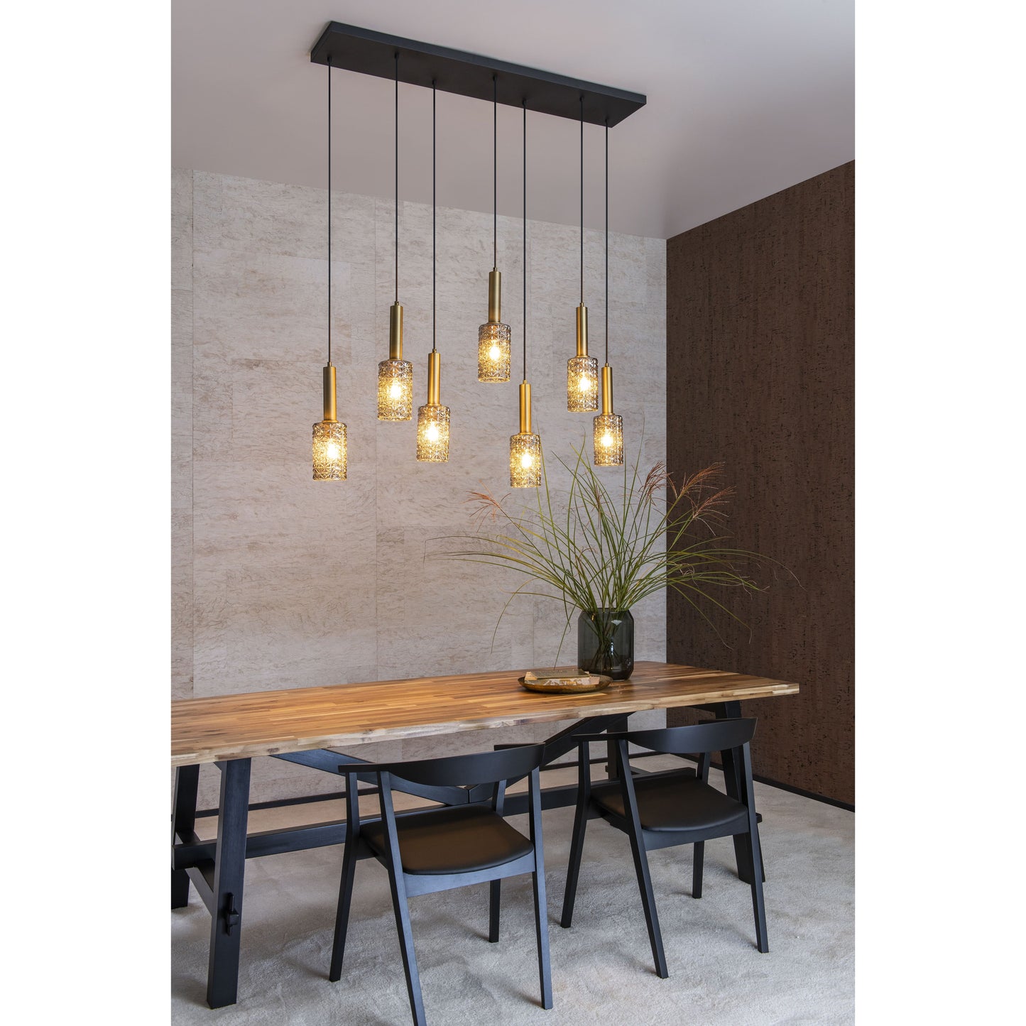 Lucide CORALIE - Pendant light - 7xE27 - Matt Gold / Brass
