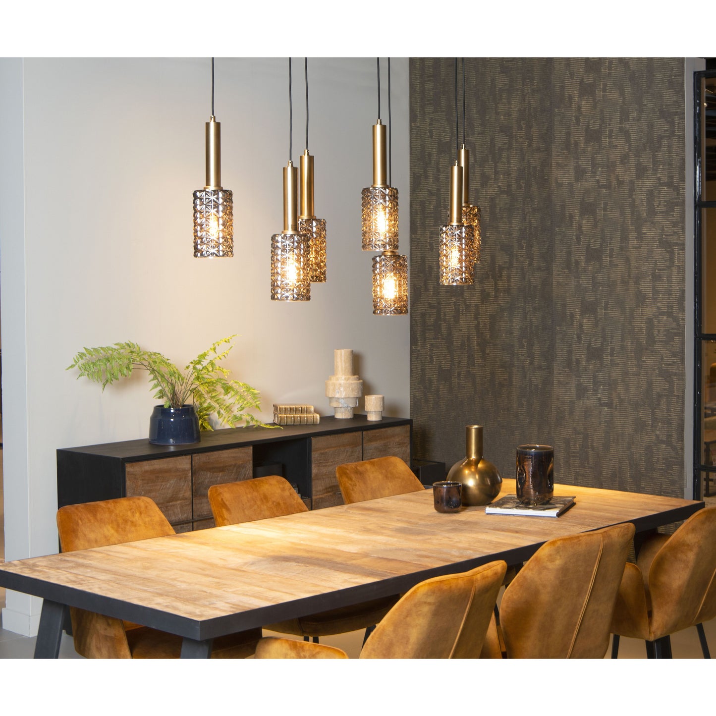 Lucide CORALIE - Pendant light - 7xE27 - Matt Gold / Brass