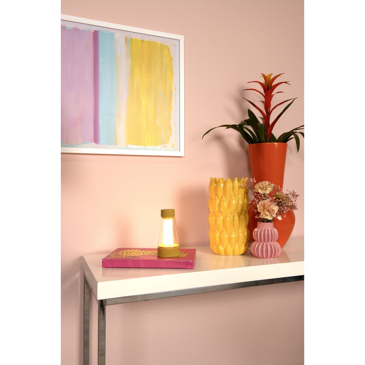 Lucide LORALI - Rechargeable Table lamp Indoor/Outdoor - Battery pack/batteries - Ø 7,7 cm - LED Dim. - IP44 - Ocher Yellow