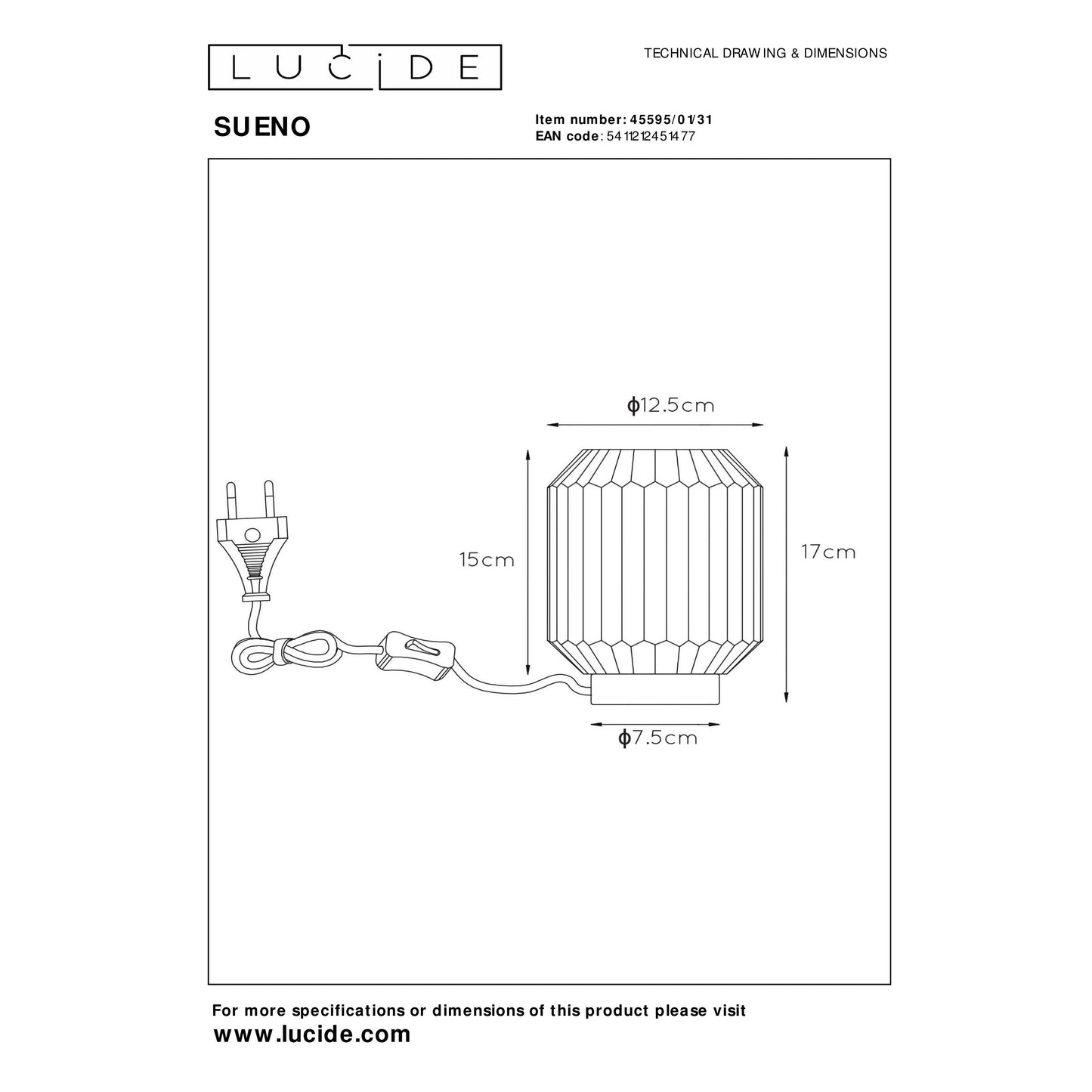 Lucide SUENO - Table lamp - Ø 13 cm - 1xE14 - White