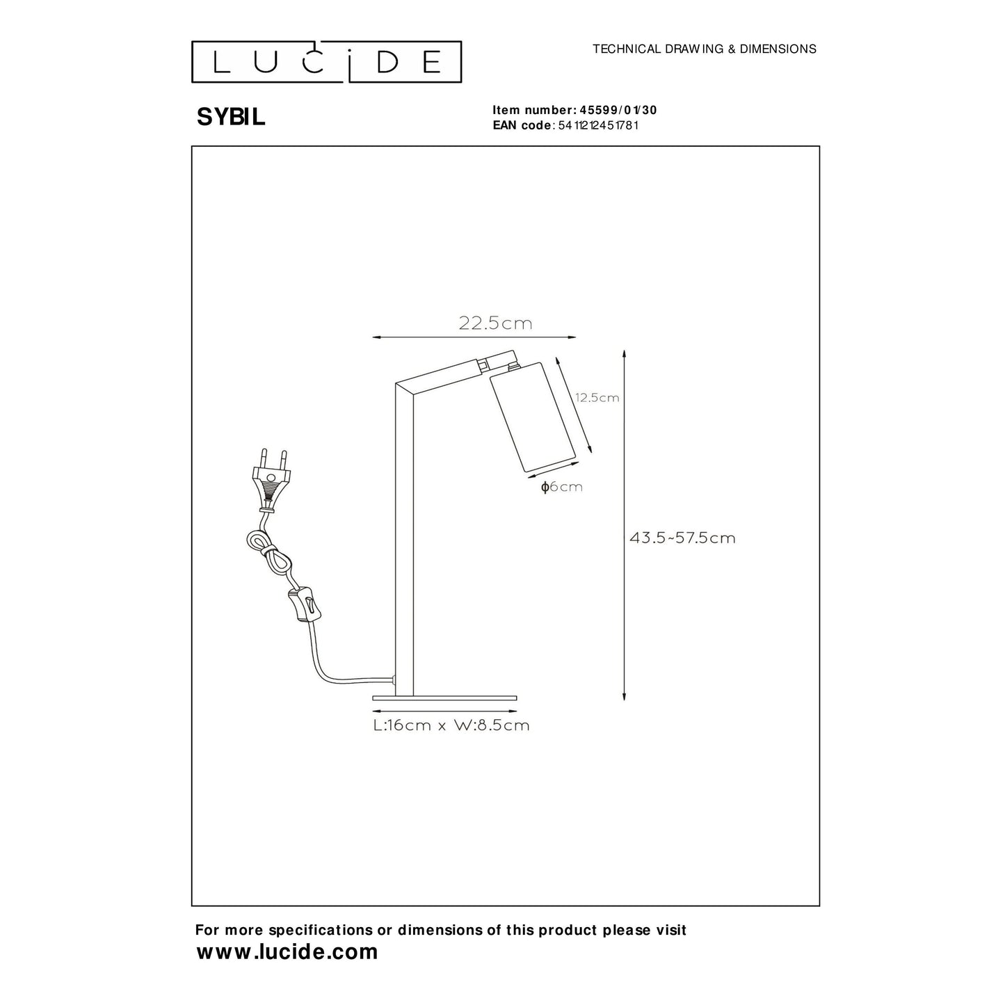 Lucide SYBIL - Desk lamp - 1xGU10 - Black