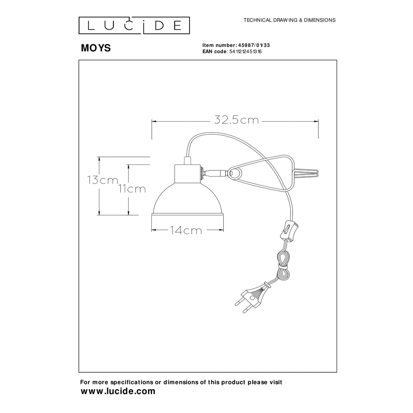 Lucide MOYS - Clamp lamp - 1xE27 - Green