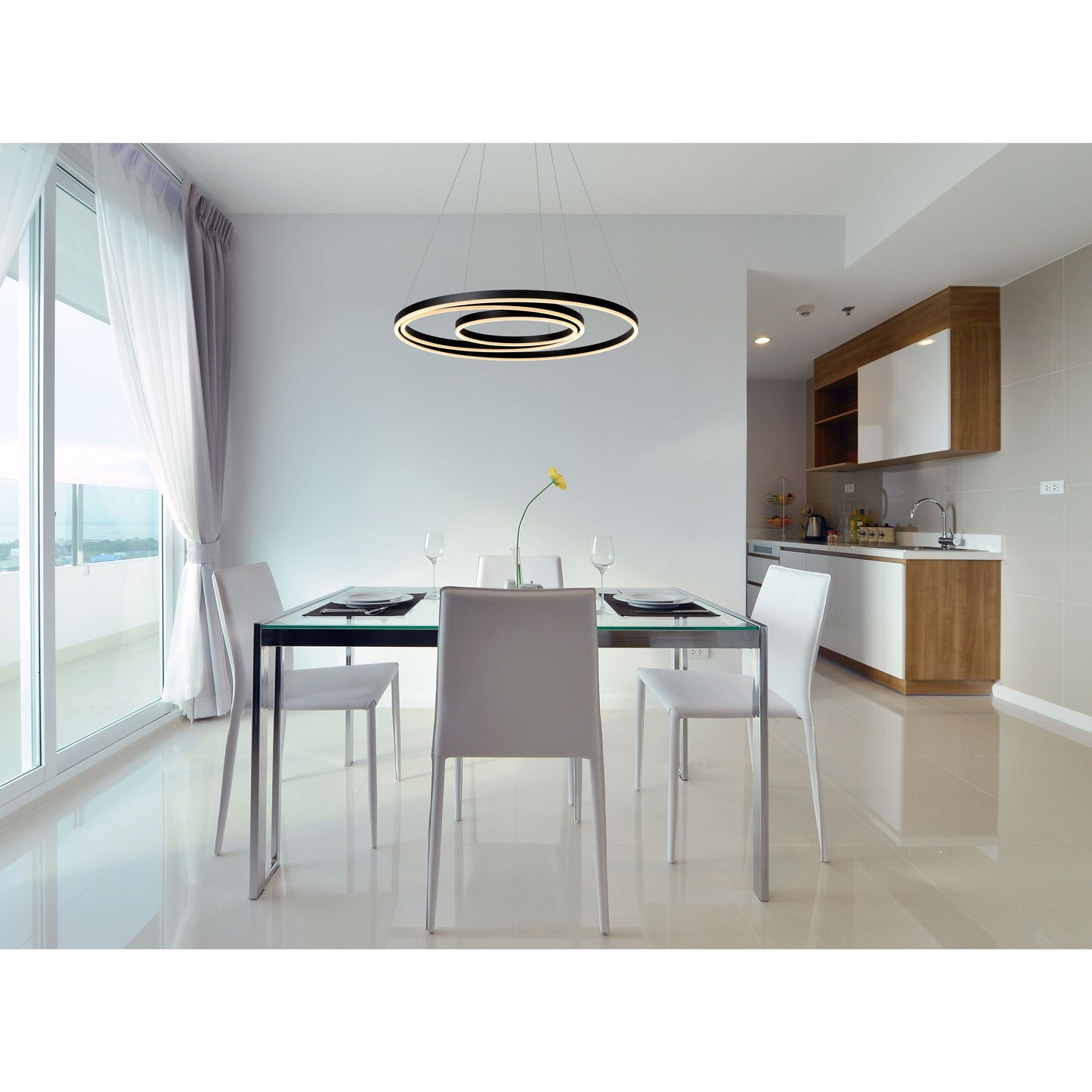 Lucide TRINITI - Pendant light - Ø 80 cm - LED Dim. - 3000K - Black