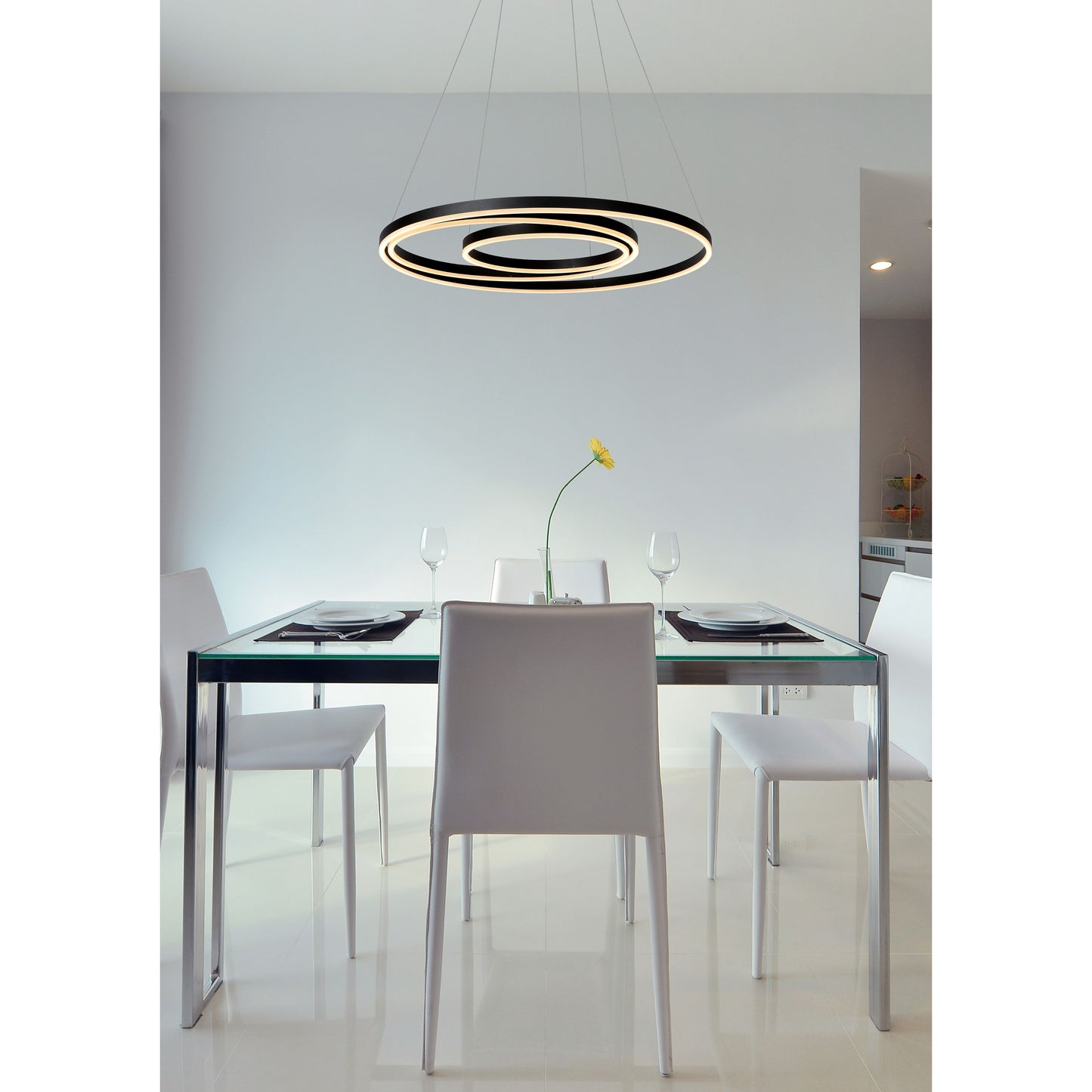 Lucide TRINITI - Pendant light - Ø 80 cm - LED Dim. - 3000K - Black