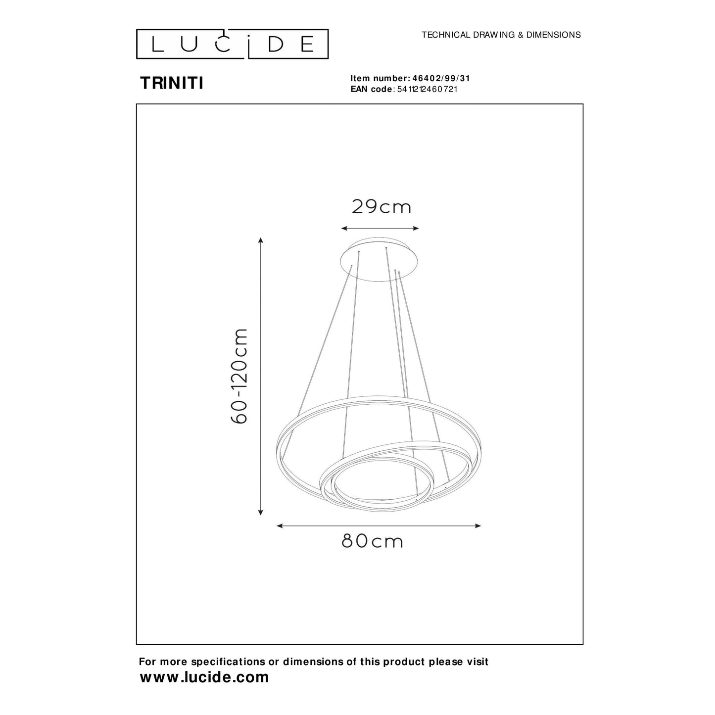 Lucide TRINITI - Pendant light - Ø 80 cm - LED Dim. - 3000K - White