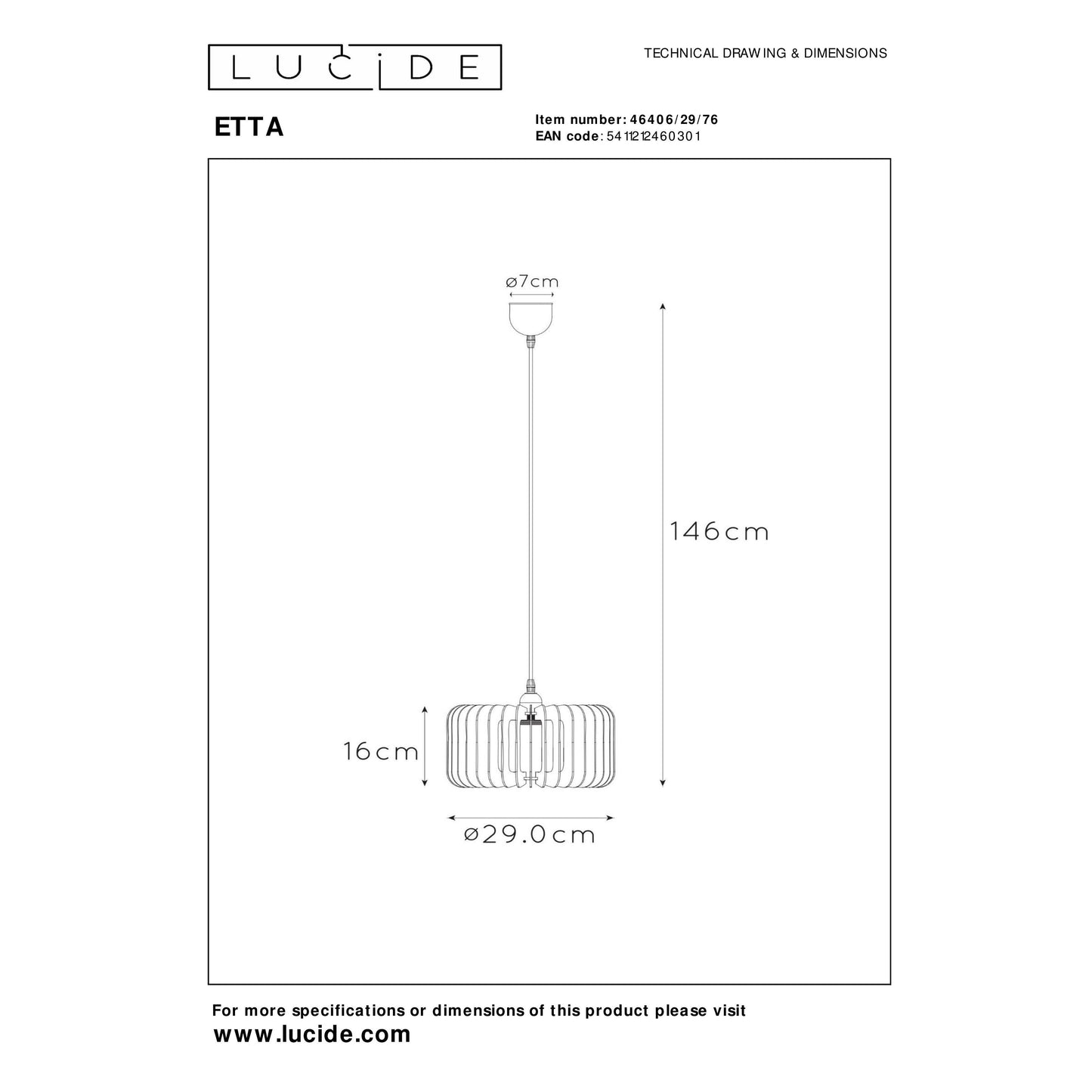 Lucide ETTA - Pendant light - Ø 29 cm - 1xE27 - Natural