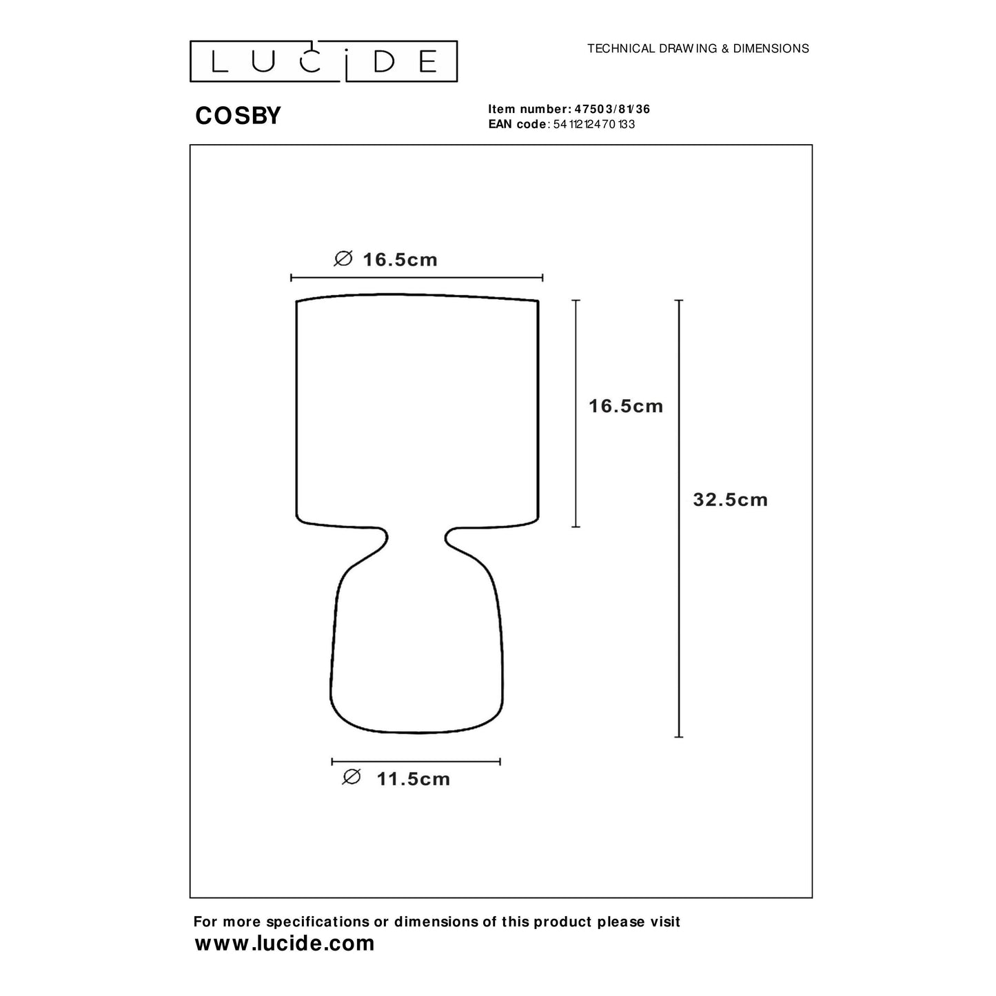 Lucide COSBY - Table lamp - Ø 16,5 cm - 1xE14 - Grey