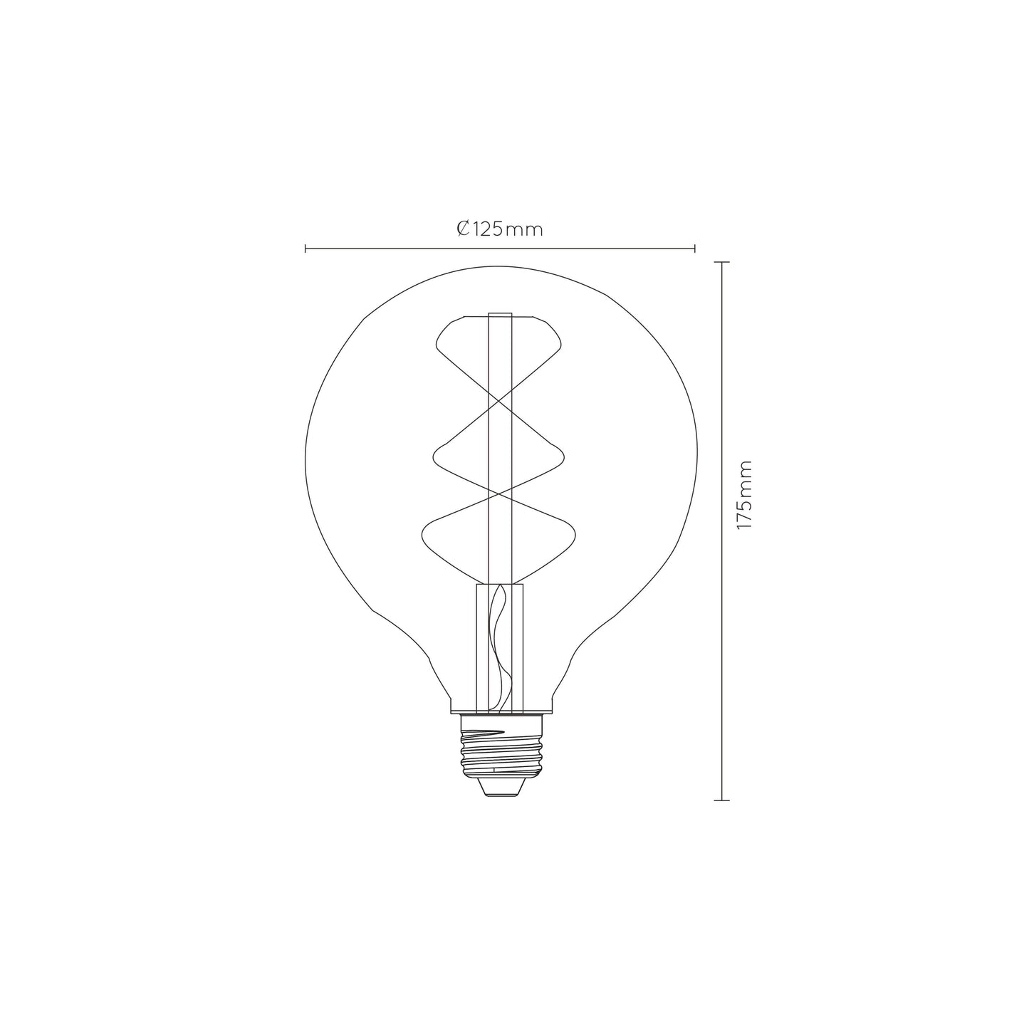 Lucide G125 - Filament bulb - Ø 12,5 cm - LED Dim. - E27 - 1x4,9W 2200K - Amber