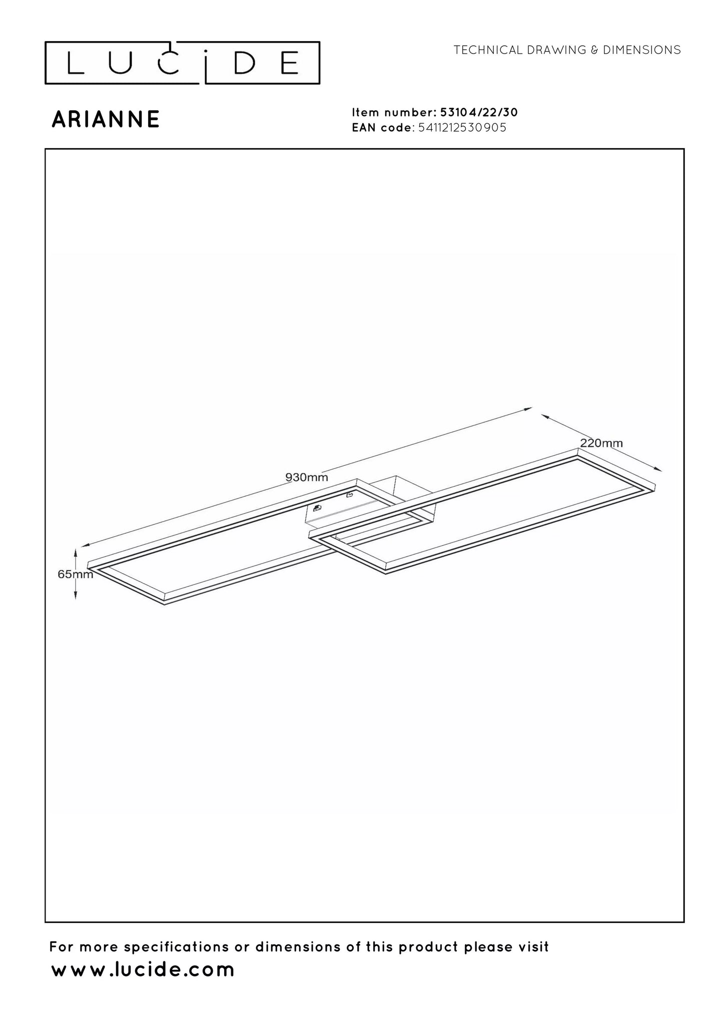Lucide ARIANNE - Flush ceiling light - LED - CCT - 1x23W 2700K/4000K - Black