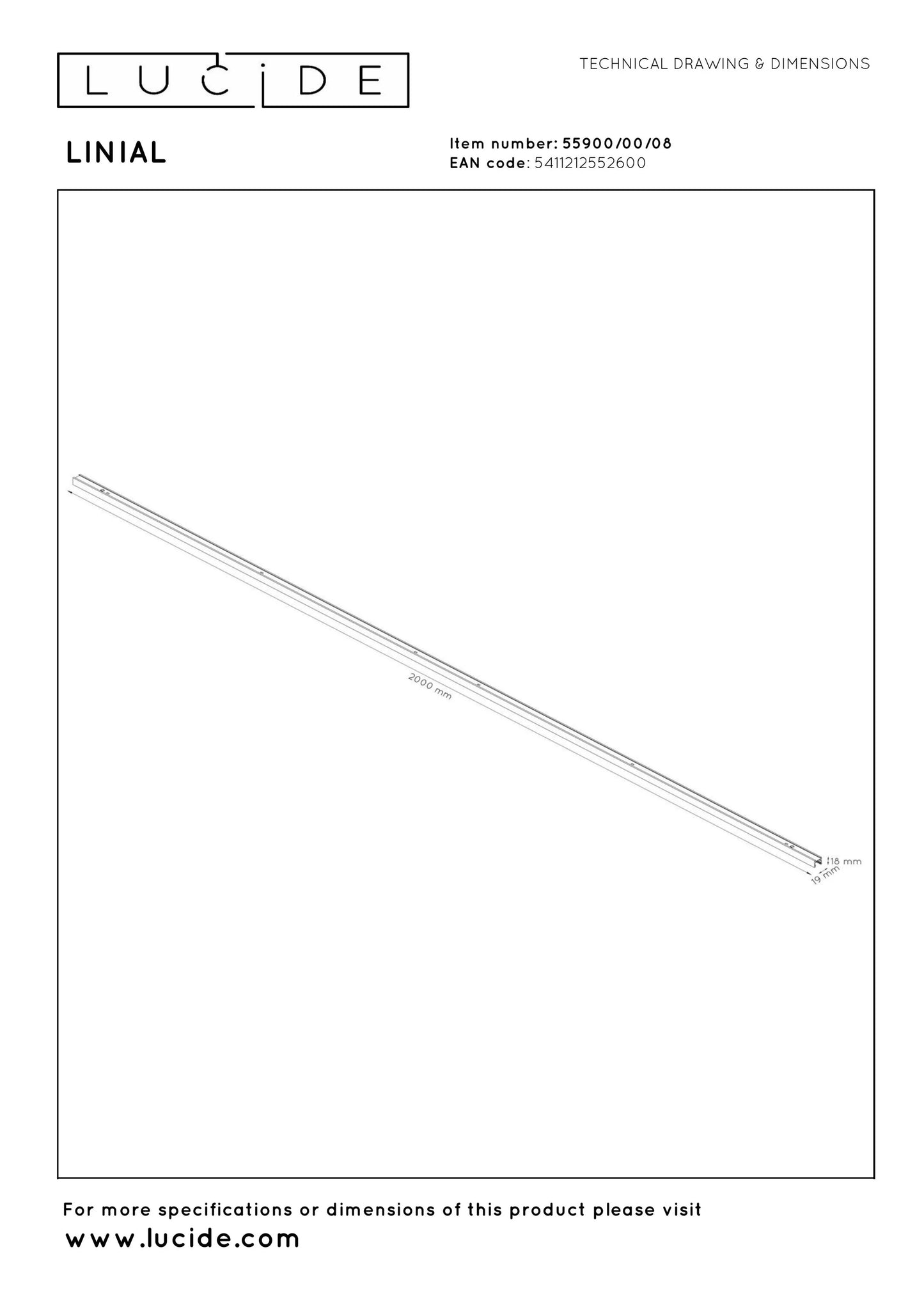 Lucide Premium LINIAL - 1-Circuit lighting system - Smart - 48V Track - 2 meter -Satin Gun Metal