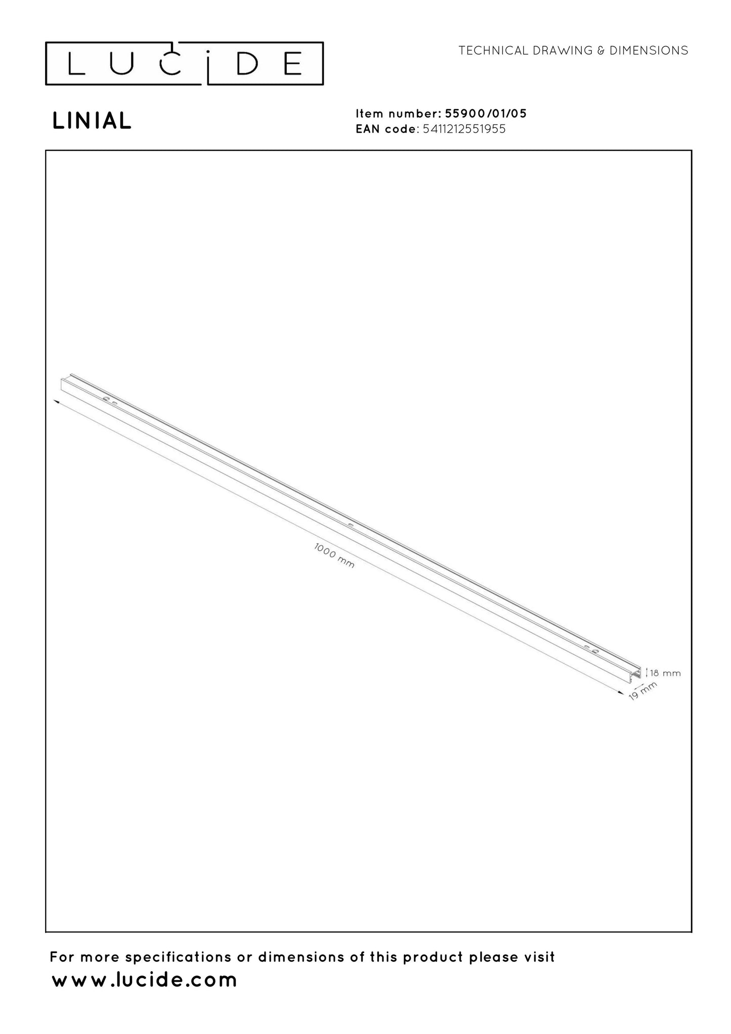 Lucide Premium LINIAL - 1-Circuit lighting system - Smart - 48V Track - 1 meter -Champagne