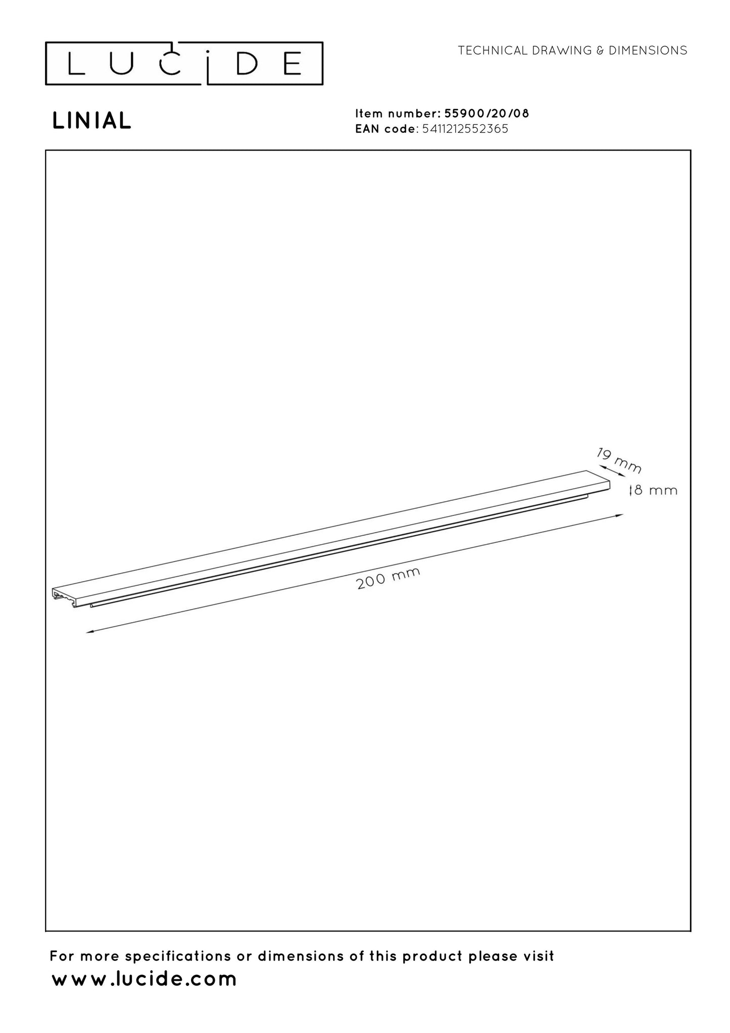 Lucide Premium LINIAL Cover- 1-Circuit lighting system - Smart - 48V Track - 20cm - Satin Gun Metal