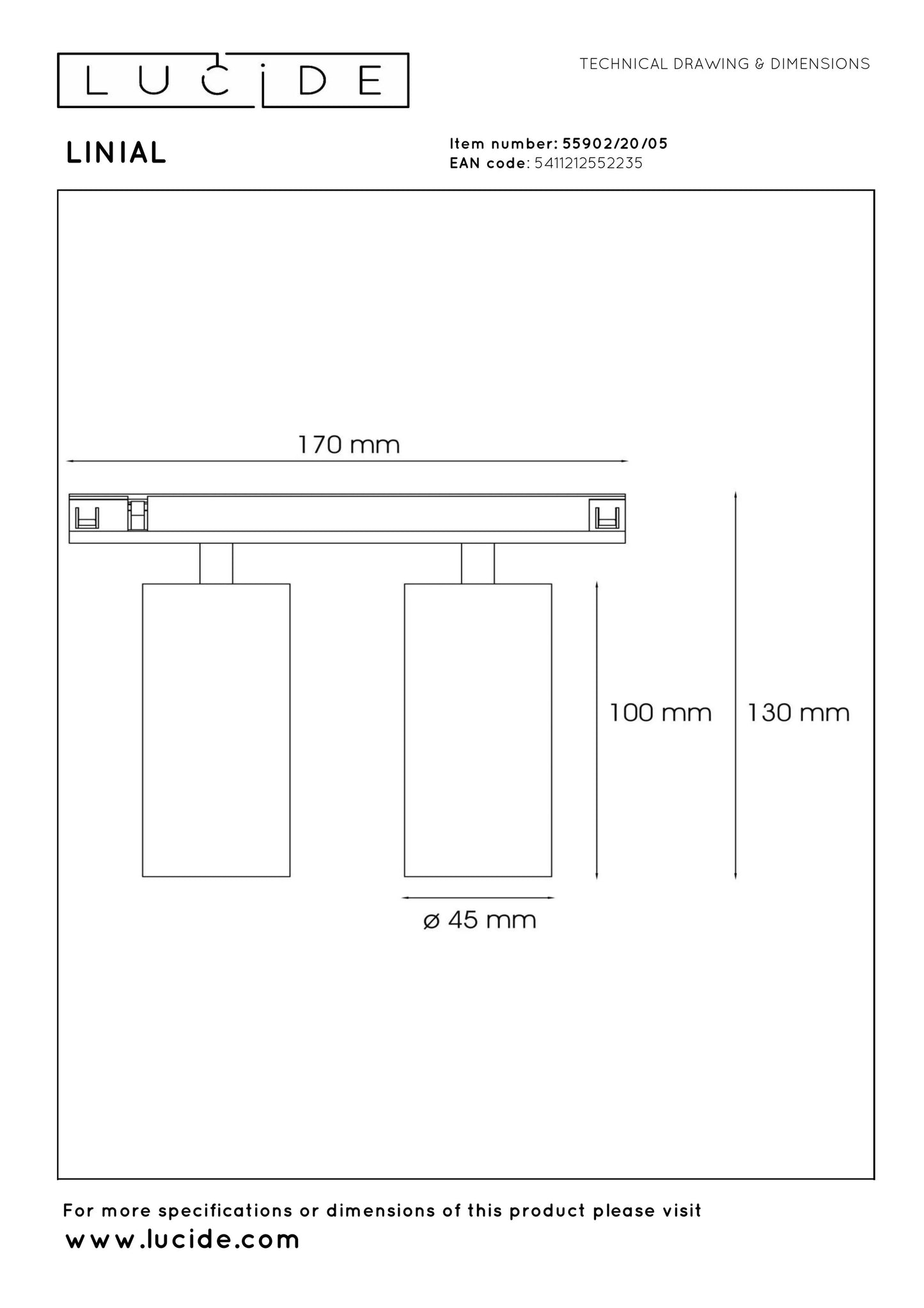 Lucide Premium LINIAL MOXX - 1-Circuit lighting system/ Smart Rail Lighting - Smart - 48V Track - 2xLED -Champagne