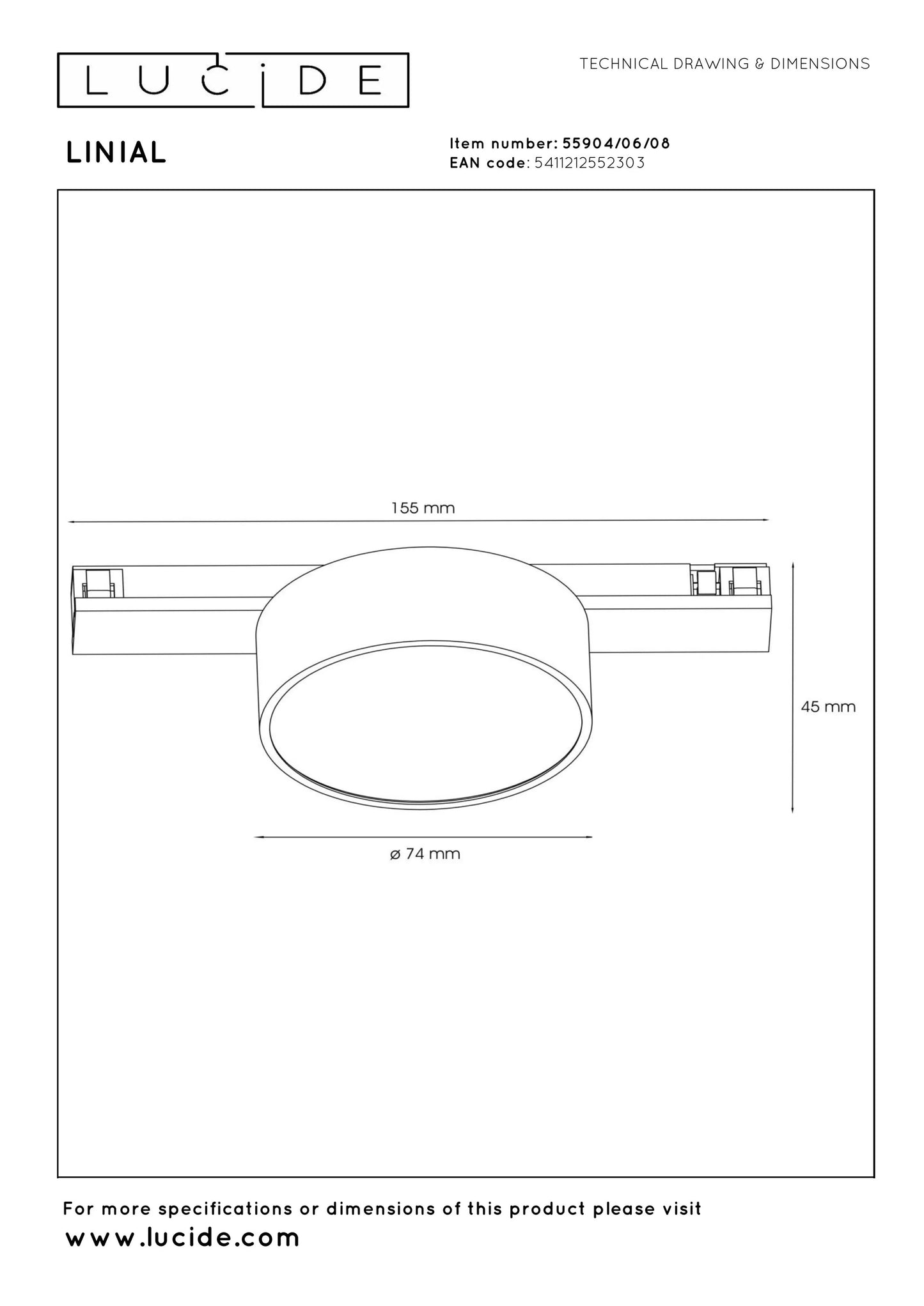 Lucide Premium LINIAL FIXT - 1-Circuit lighting system/ Smart Rail Lighting - Smart - 48V Track - 1xLED - Satin Gun Metal