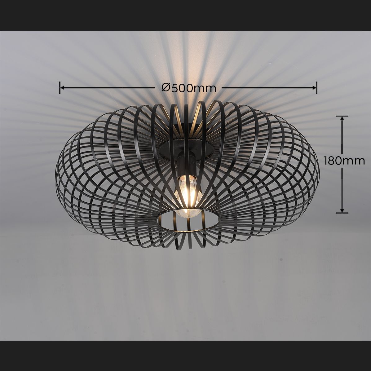 Johann - Ceiling lamp - Black Matt - Trio