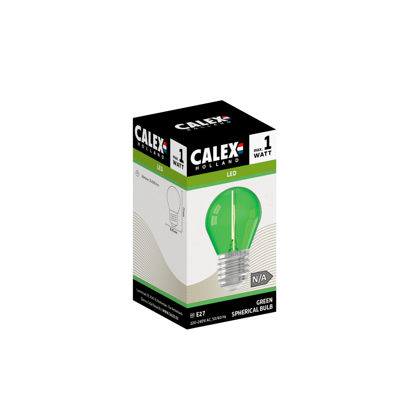 Calex Party Bulb - E27 - G45 - Green - 1W