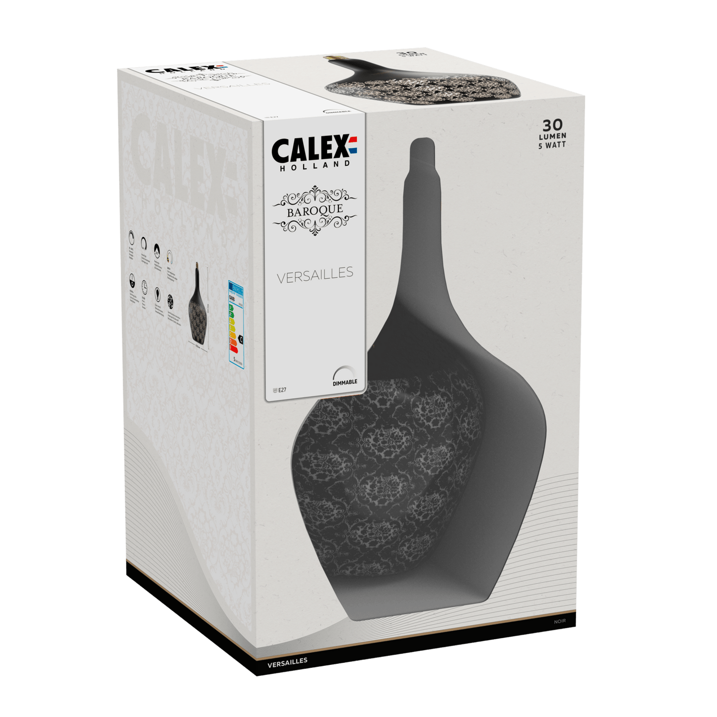 Calex Versailles Noir LED Bulb - Baroque - E27 - 5W - Dimmable