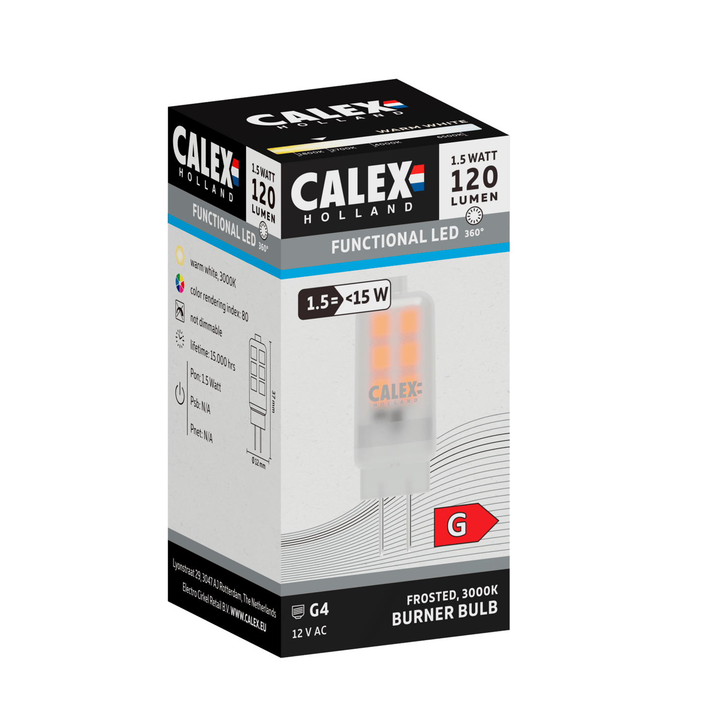Calex SMD Burner LED Lamp - G4 - 12V - White - 1.5W
