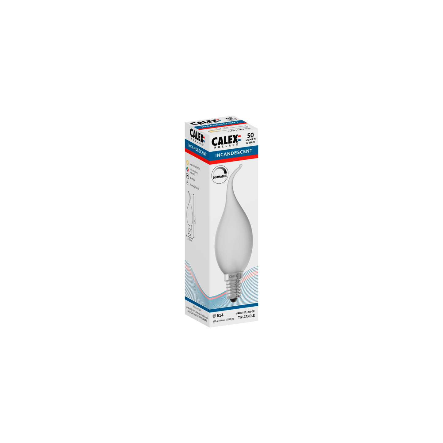 Calex Incandescent Bulb - E14 - BXS35 - White - 10W
