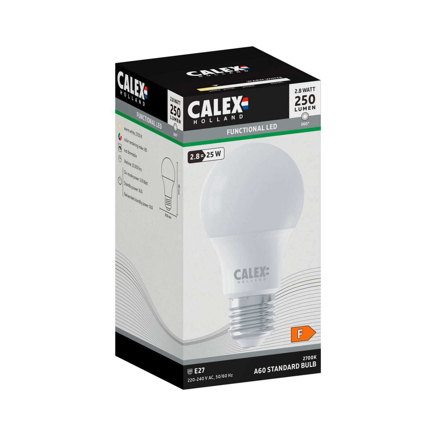 Calex SMD LED Lamp - E27 - A60 - White - 2.8W