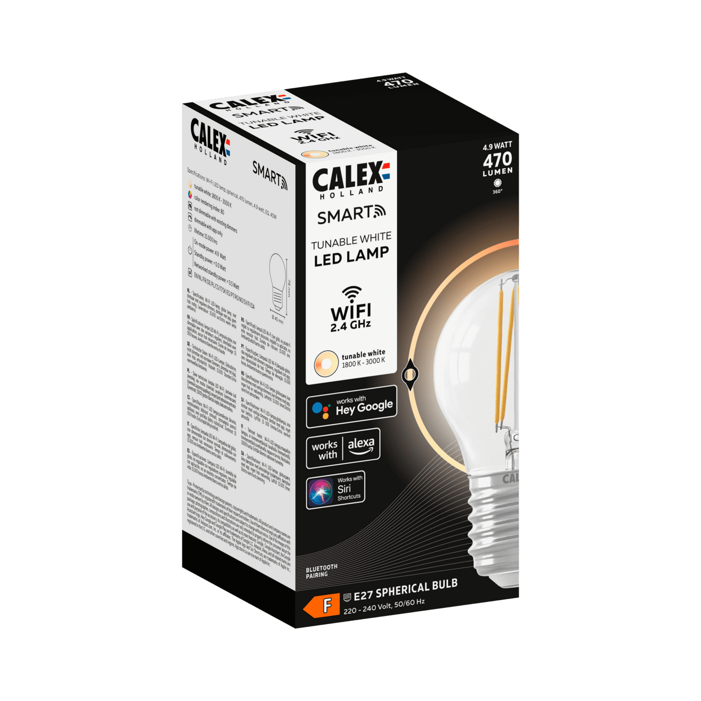 Calex Smart LED Bulb - E27 - Filament - P45 - Clear - WarmWhite - 4.9W