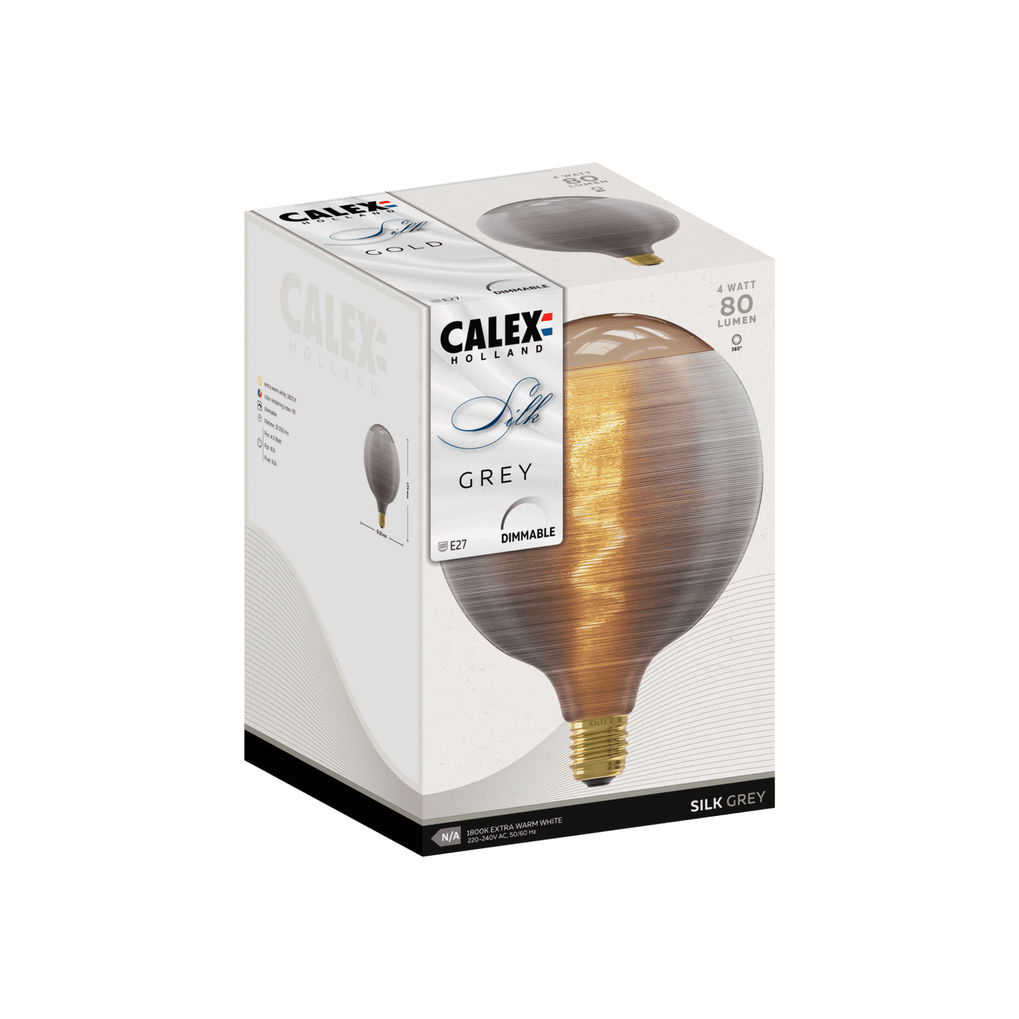 Calex Silk Series LED Bulb - G125 - Grey - E27 - 4W - Dimmable