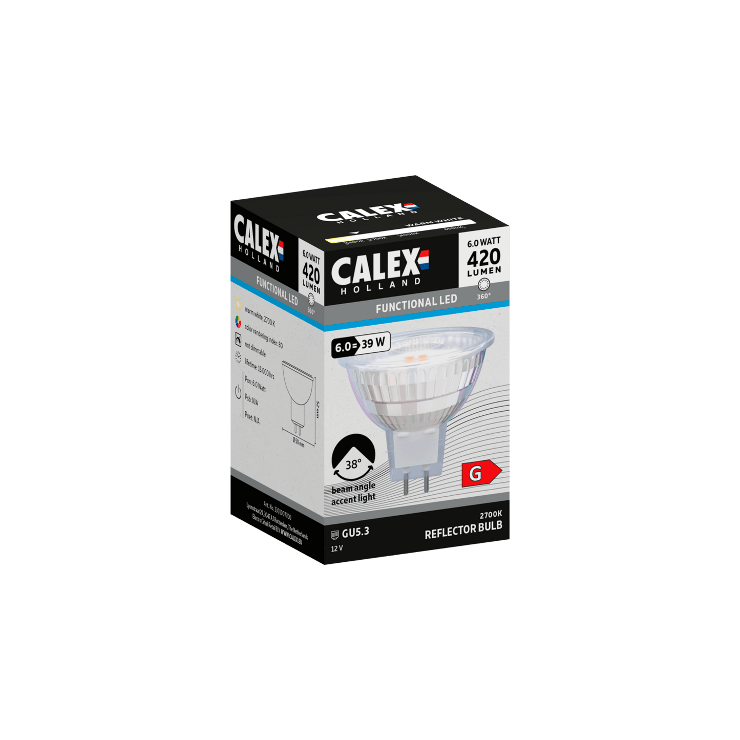 Calex SMD Reflector LED Lamp - GU5.3 - 12V - Chrome - 6W