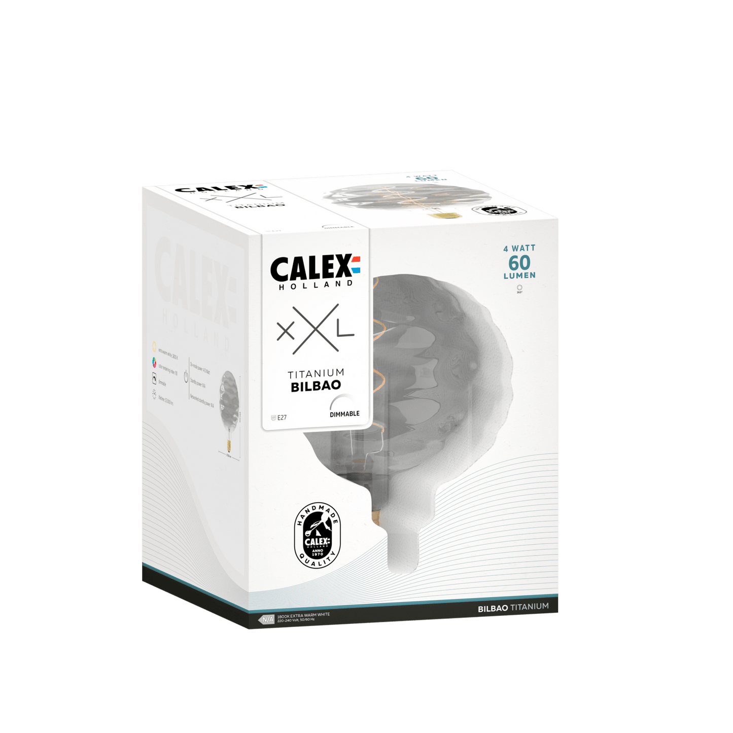 Calex Bilbao Bulb - E27 - Filament - Titanium - WarmWhite - 4W