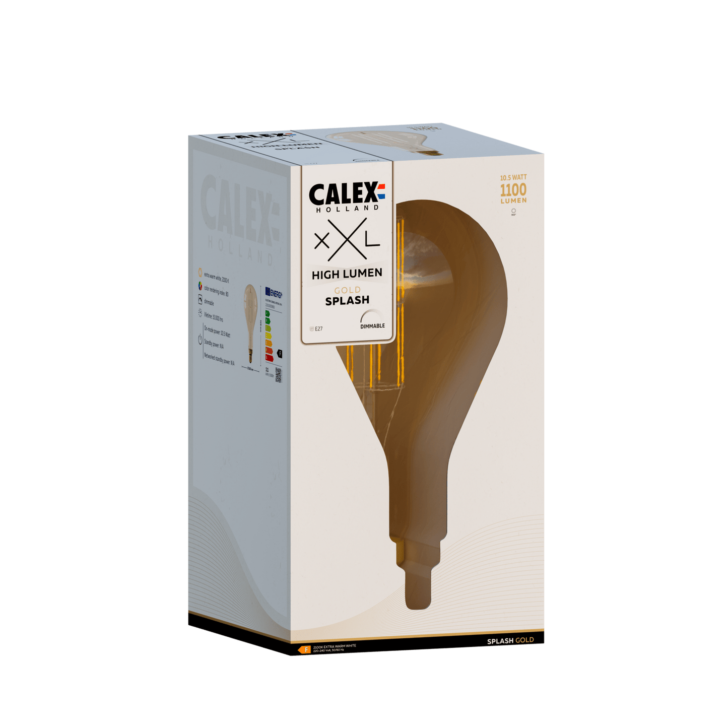 Calex Splash Bulb - E27 - Filament - Gold - High lumen - 10.5W