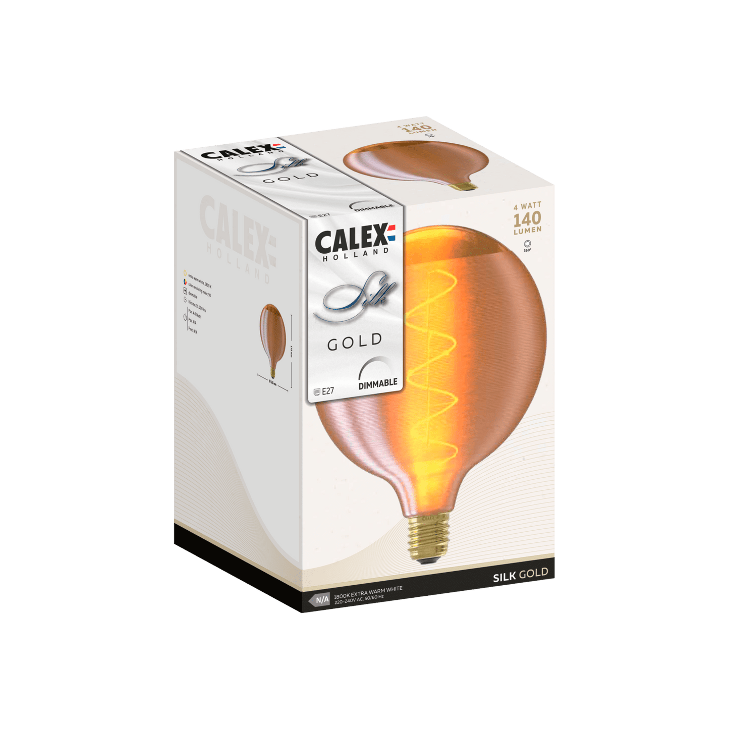 Calex Silk Series LED Bulb - G125 - Gold - E27 - 4W - Dimmable