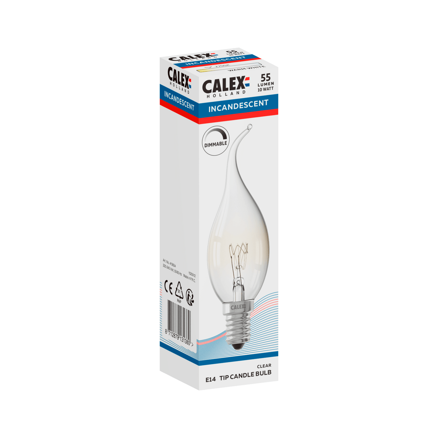 Calex Incandescent Bulb - E14 - BXS35 - Clear - 10W