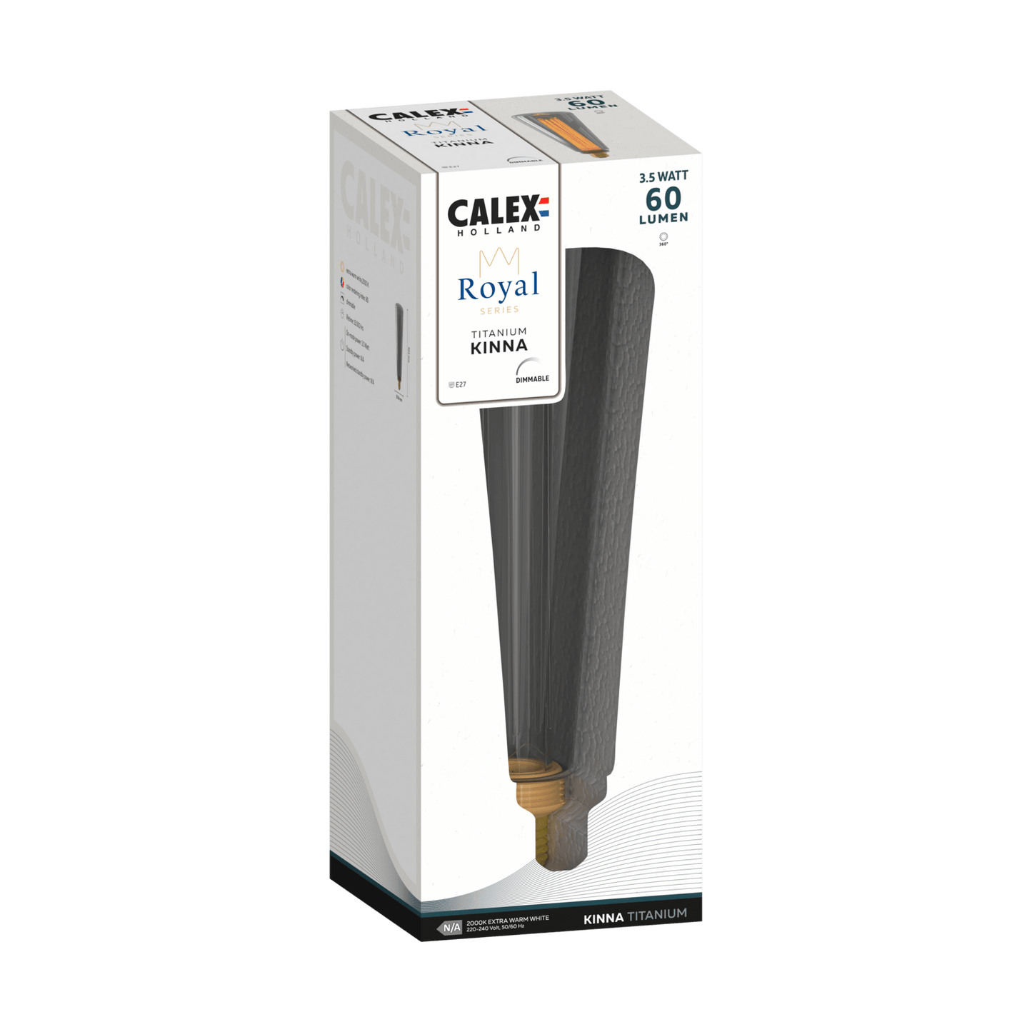 Calex Royal Kinna Bulb - E27 - Filament - Titanium - WarmWhite - 3.5W