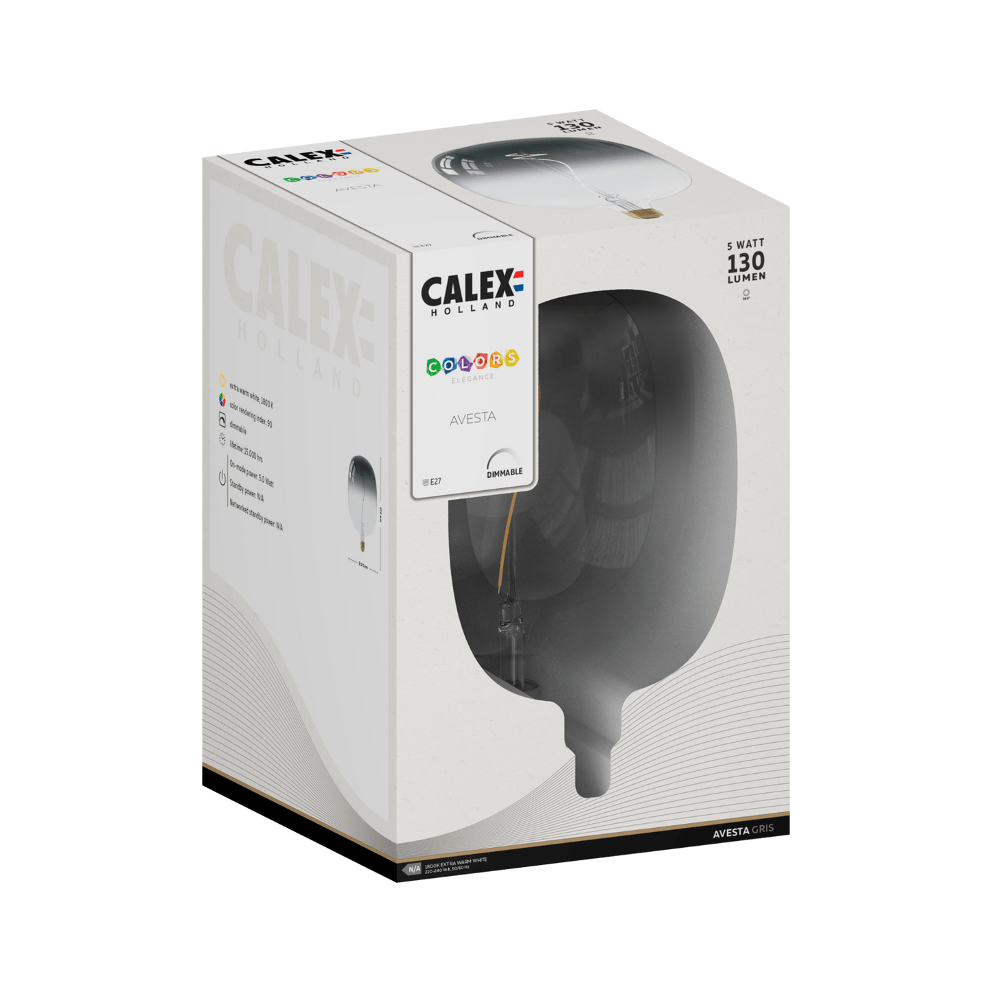 Calex Avesta Gris LED Bulb - E27 - 5W - Dimmable