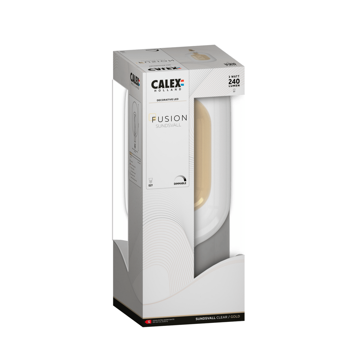Calex Sundsvall - E27 - Filament - Clear/Gold-WarmWhite- 3W - Dimmable