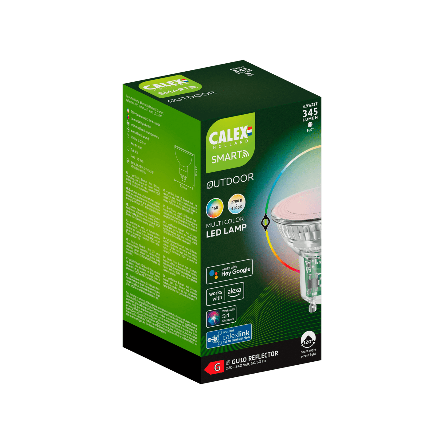 Calex Smart BT Mesh LED Reflector - GU10 - RGB+Warm White - 4.9W
