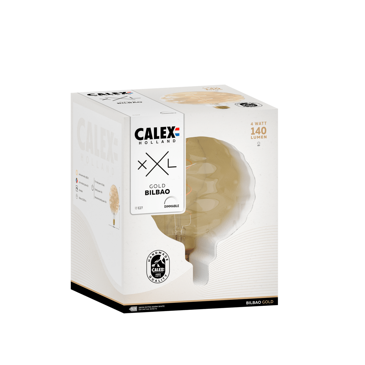 Calex Bilbao Bulb - E27 - Filament - Gold - WarmWhite - 4W