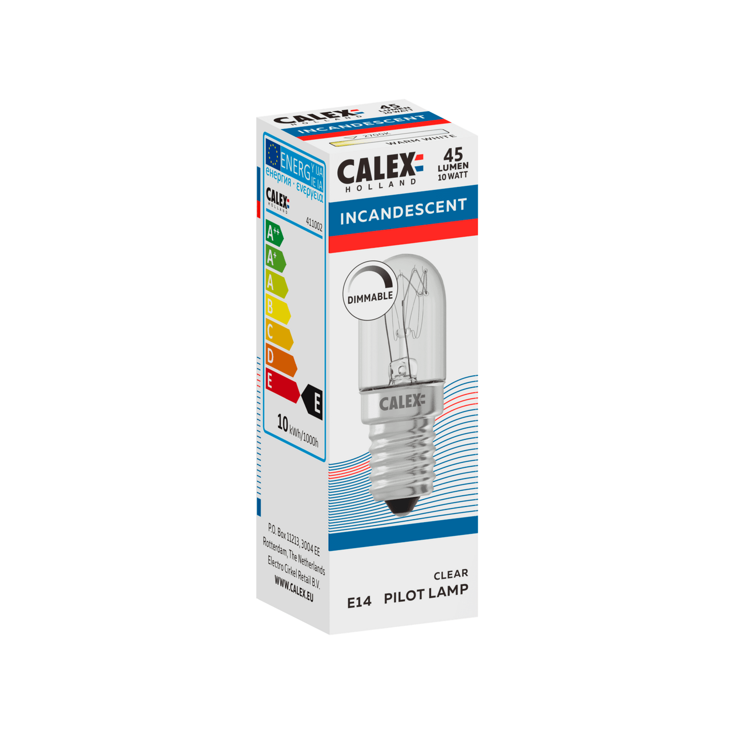 Calex Incandescent Bulb - E14 - T18 - Clear - 10W