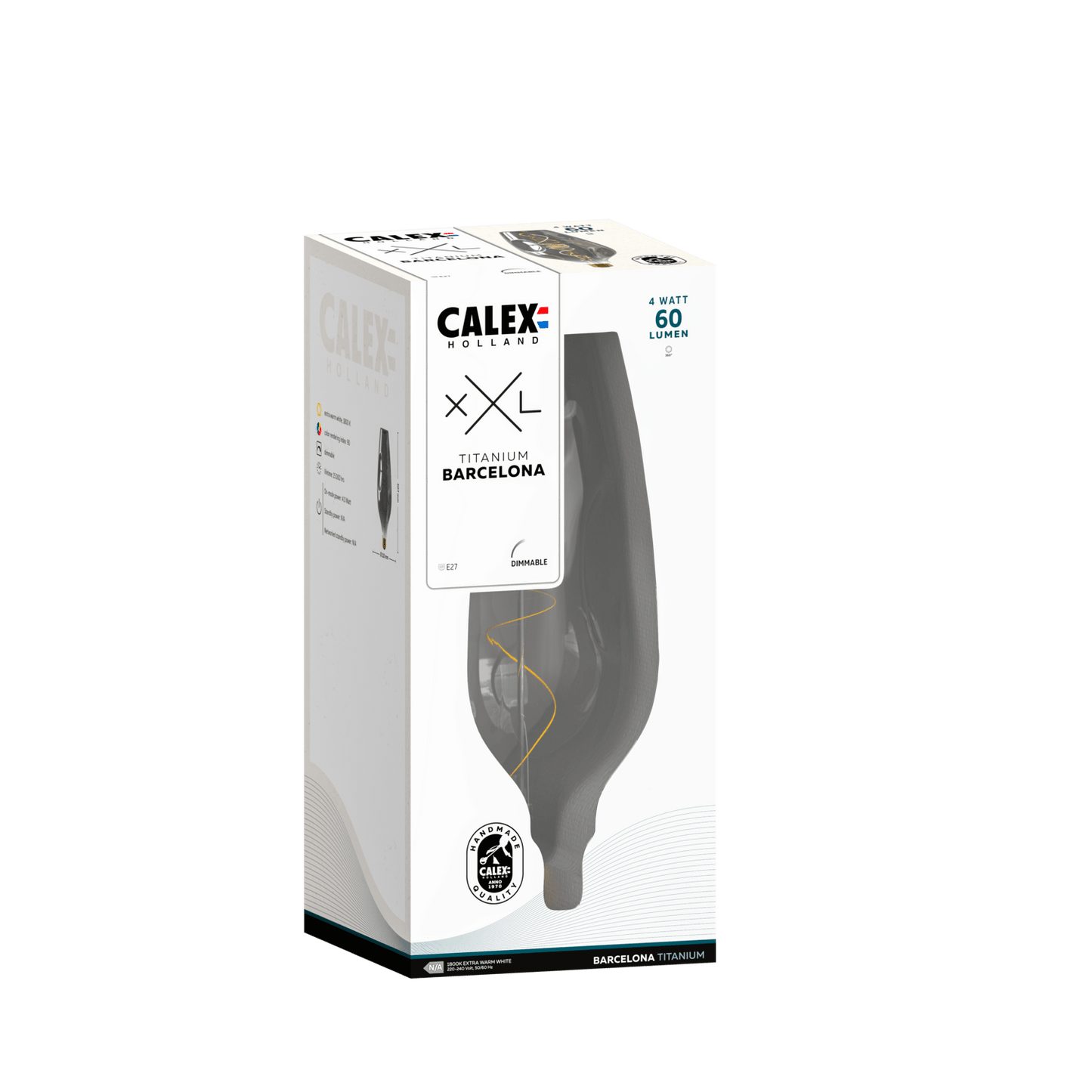 Calex XXL Barcelona LED Bulb Titanium - E27 - 4W - Dimmable