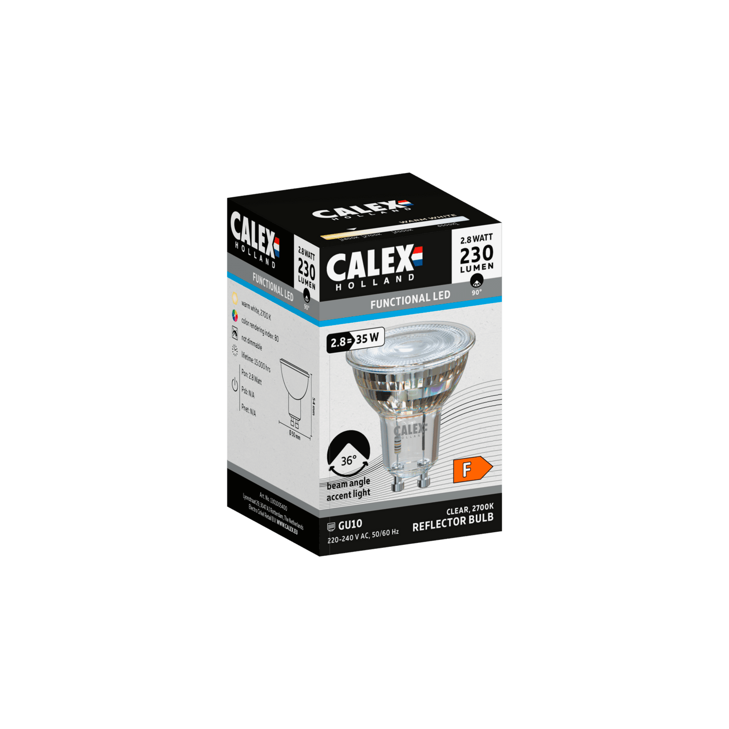 Calex SMD Reflector LED Lamp - GU10 - Chrome - 2.8W