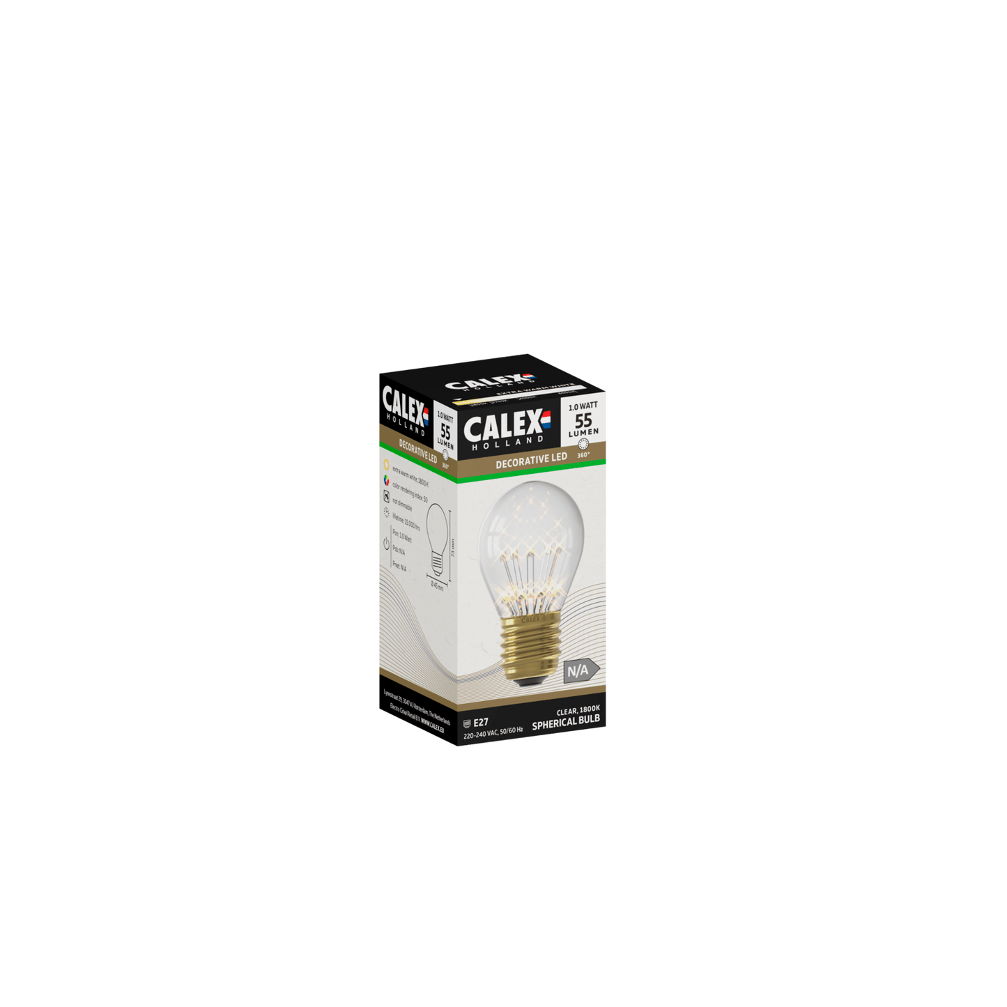 Calex Pearl LED Lamp - E27 - P45 - Clear - 1W