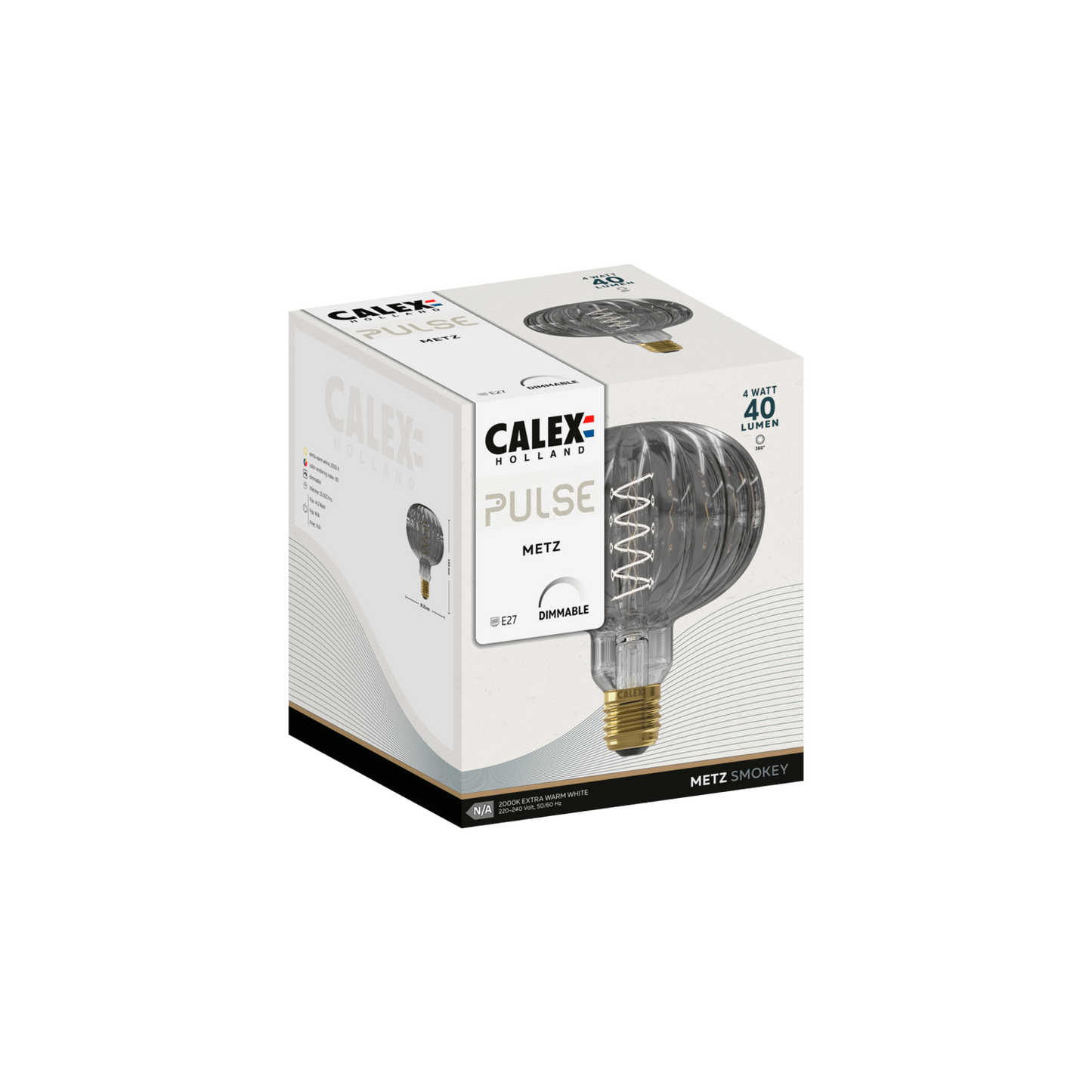 Calex Metz Bulb - E27 - Filament - Smokey - WarmWhite - 4W