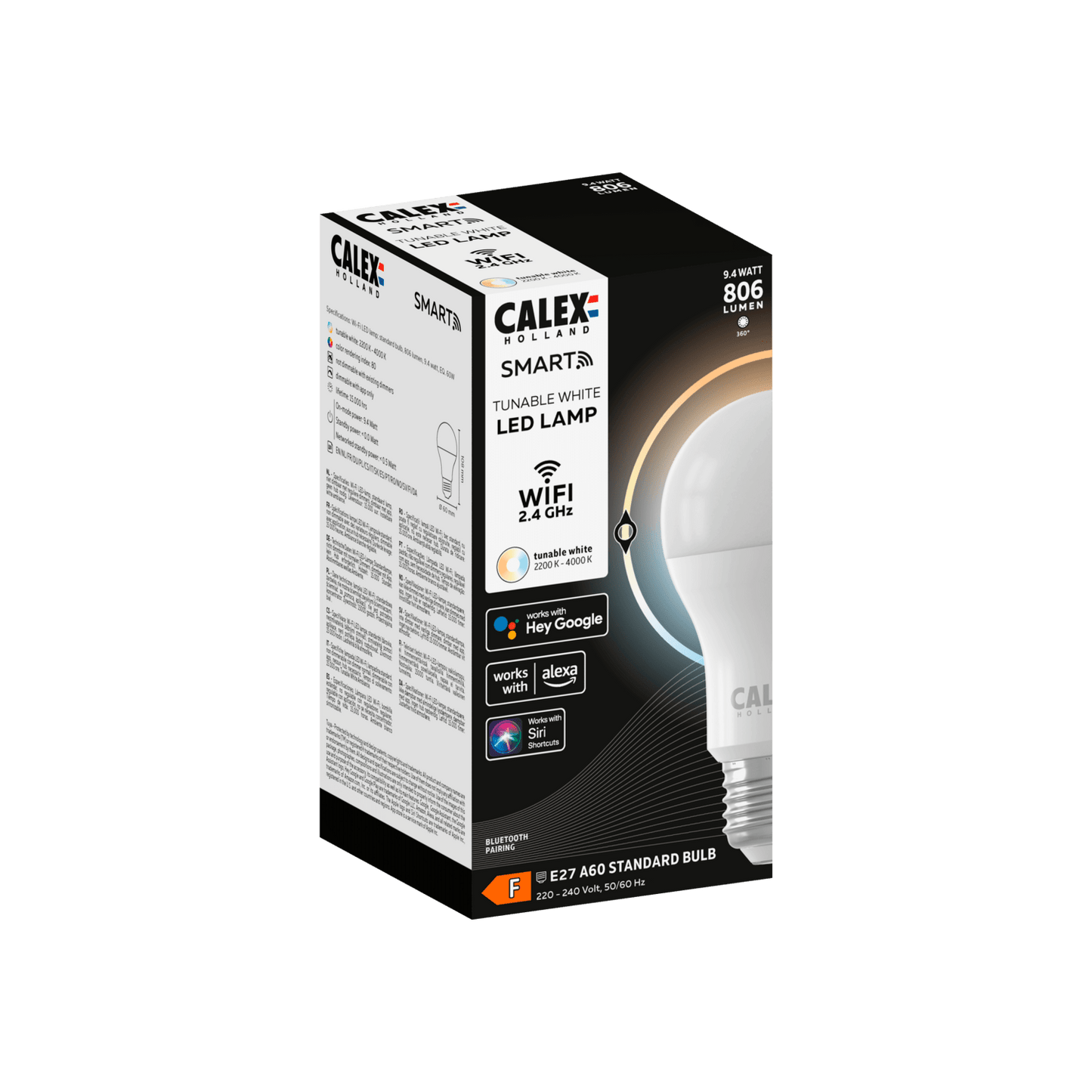 Calex Smart LED Bulb - E27 - A60 - Warm White - 9.4W - Dimmable