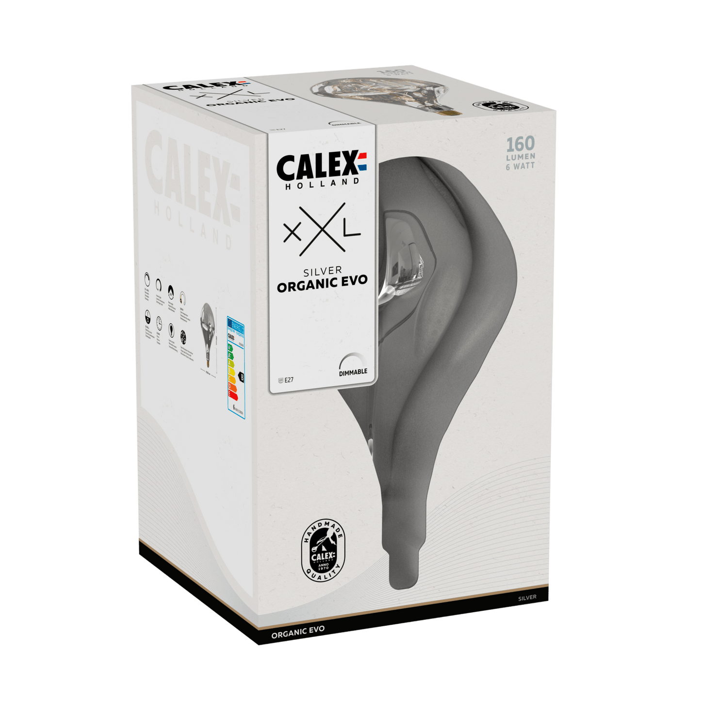 Calex XXL Organic EVO LED Bulb Silver - E27 - 6W - Dimmable