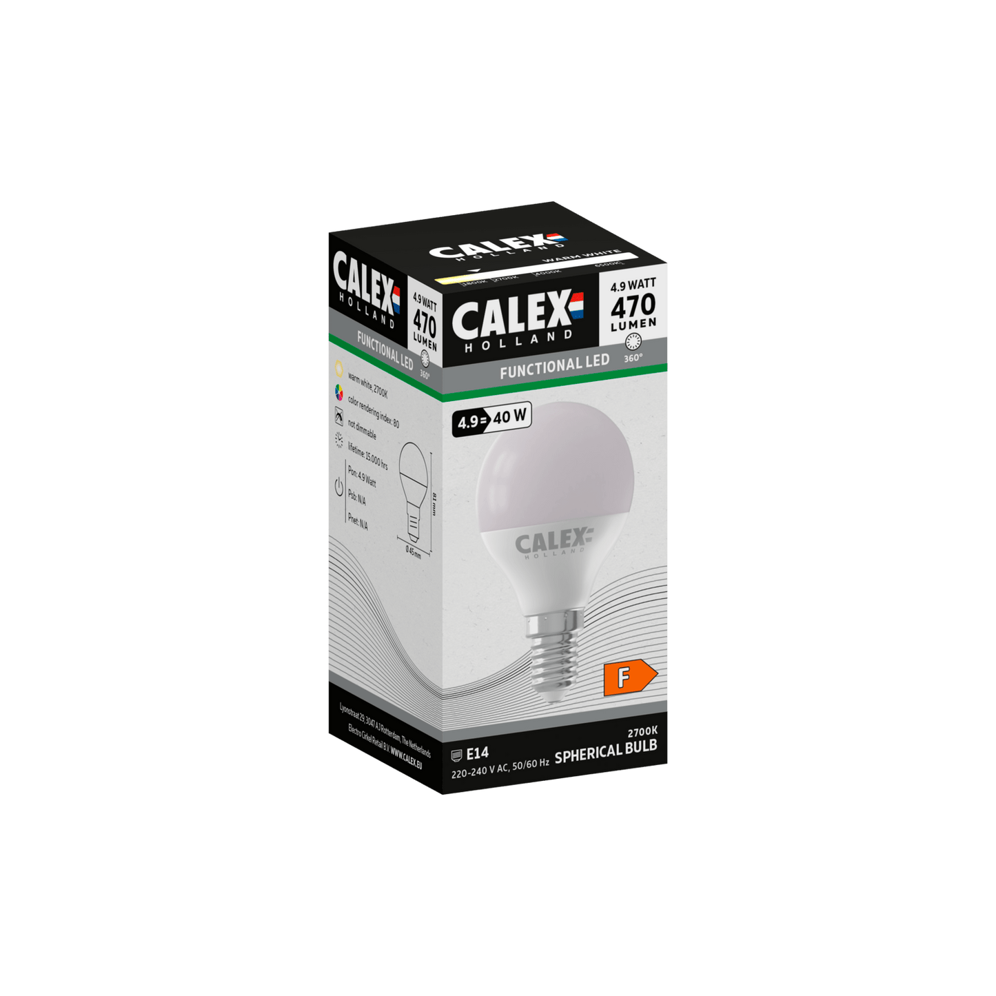 Calex SMD LED Lamp - E14 - P45 - White - 4.9W